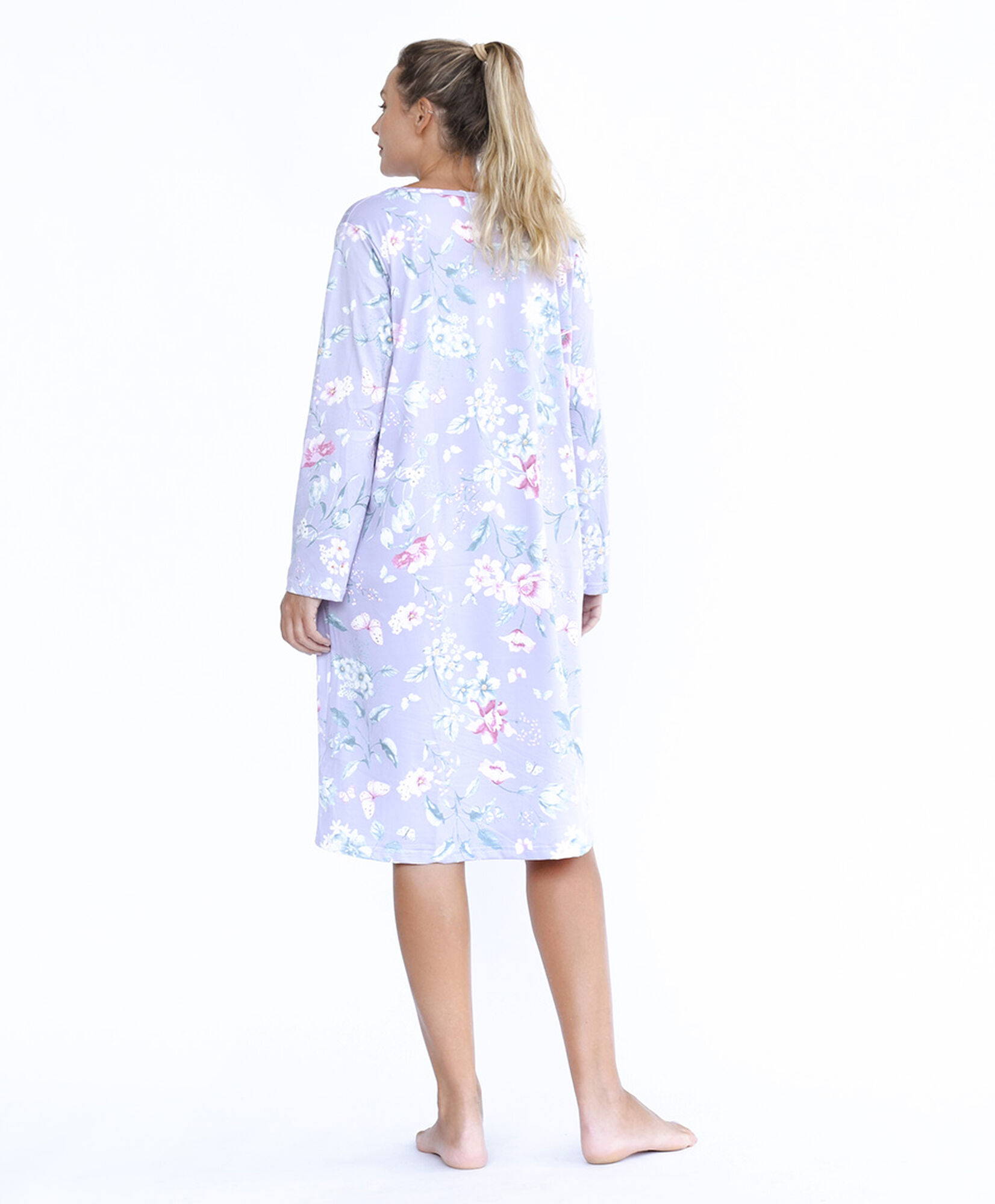 Camisa de dormir mujer floreada cuello encajes Camisa de dormir mujer floreada cuello encajes