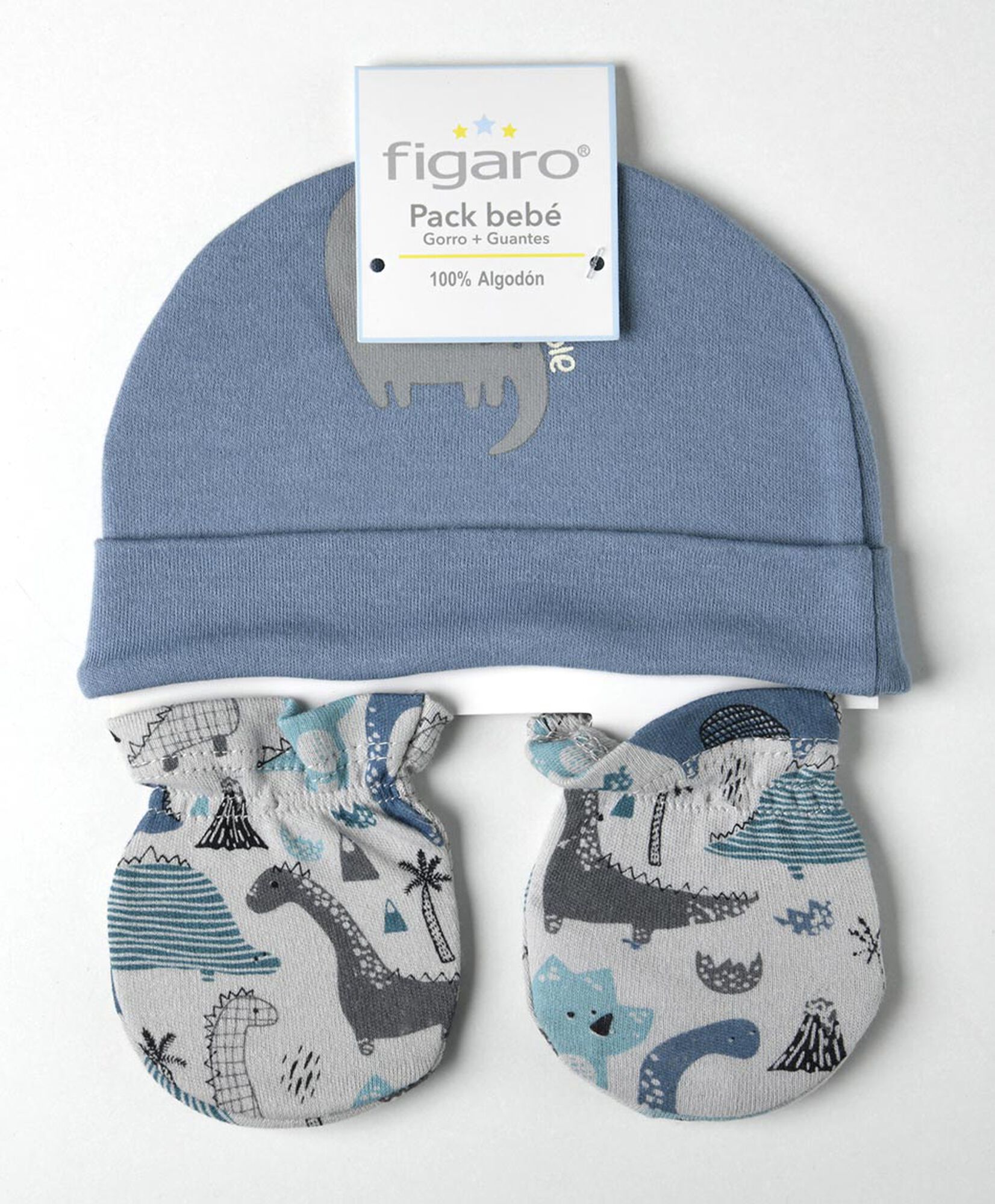 Pack gorro y mitones bebé dinosaurios Pack gorro y mitones bebé dinosaurios