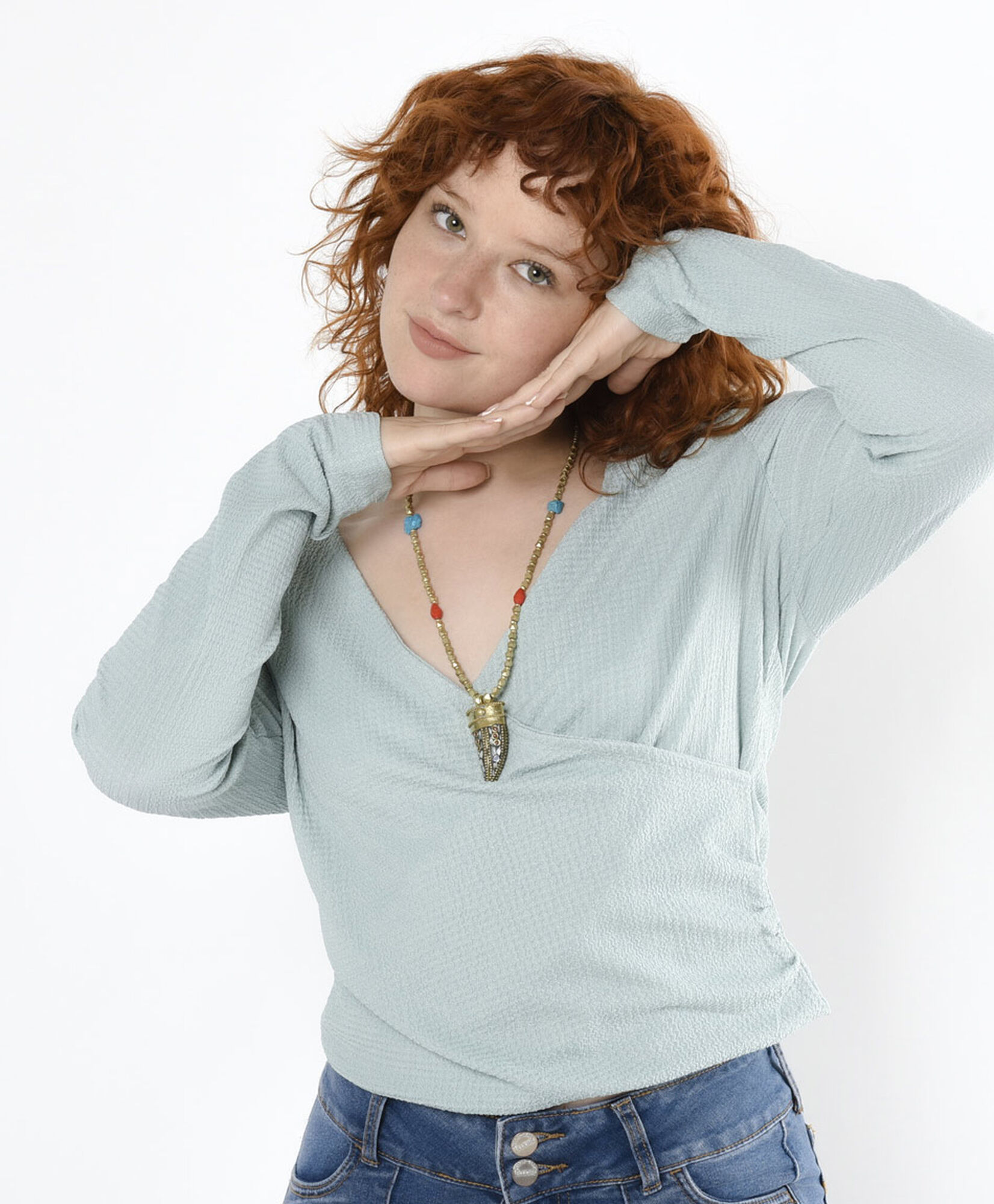Polera mujer jacquard cruzada Polera mujer jacquard cruzada