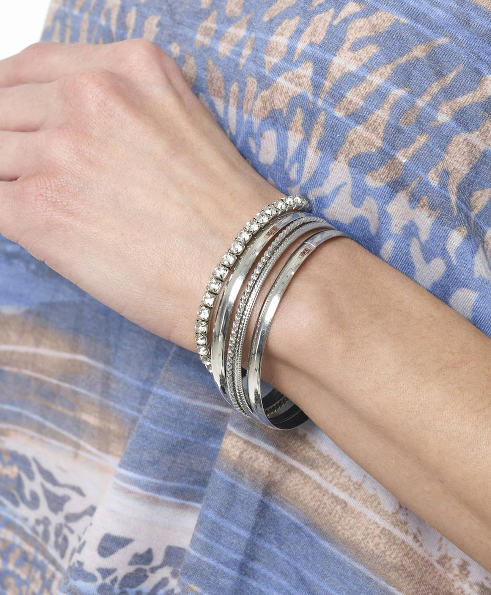 Set 3 pulseras mujer triple plateadas Set 3 pulseras mujer triple plateadas