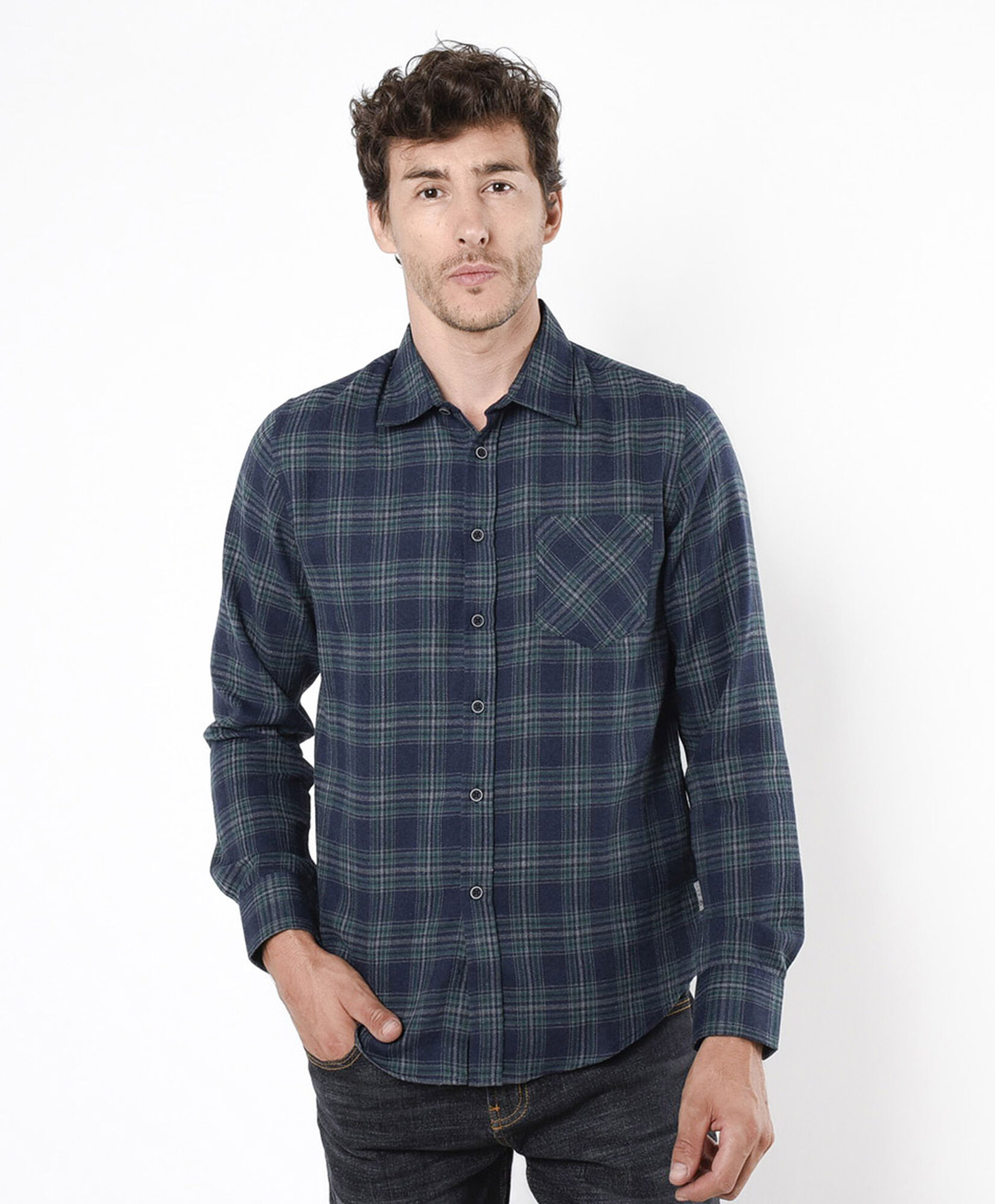 Camisa hombre franela verde y azul Camisa hombre franela verde y azul