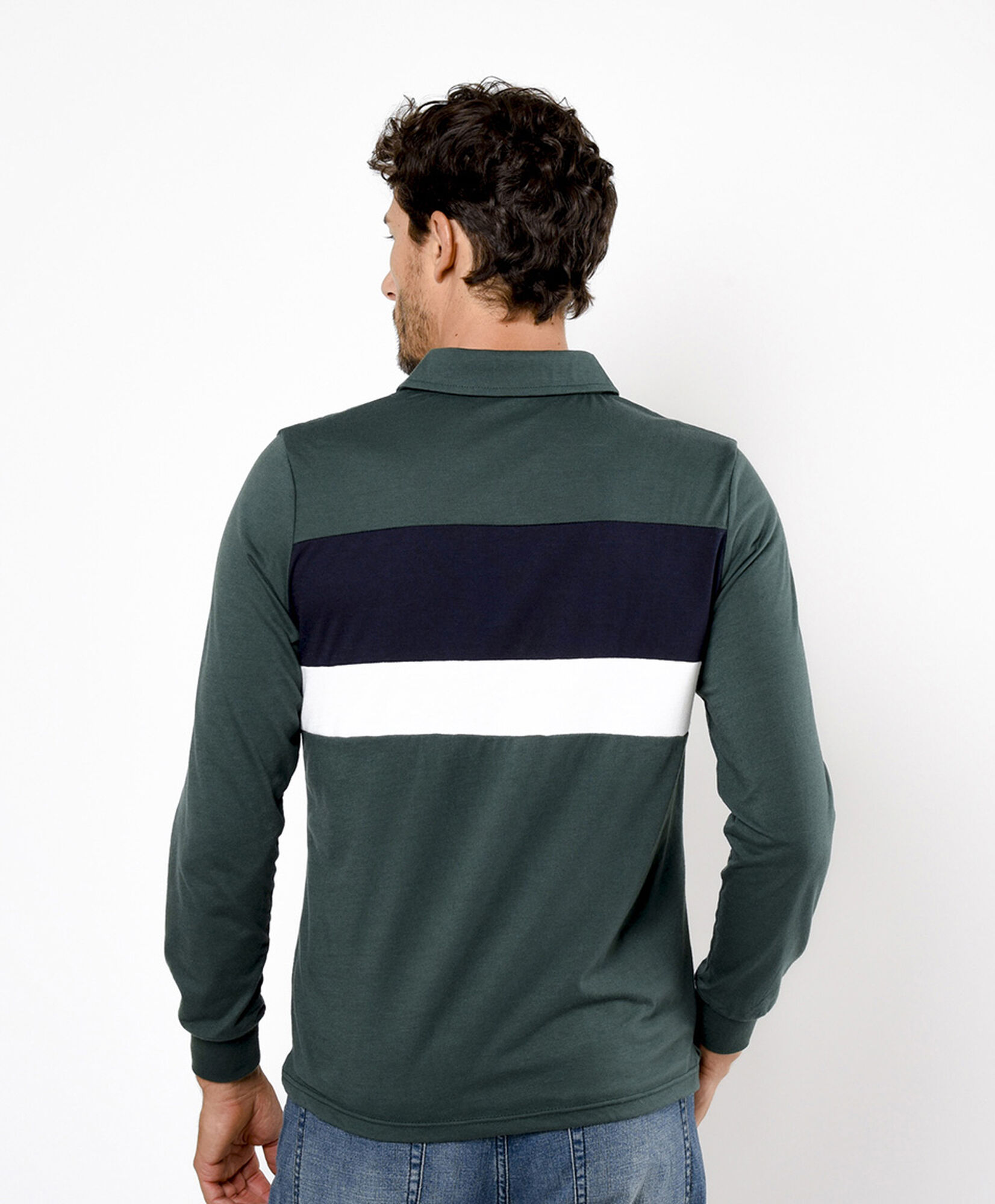 Polera hombre tricolor cuello piqué Polera hombre tricolor cuello piqué