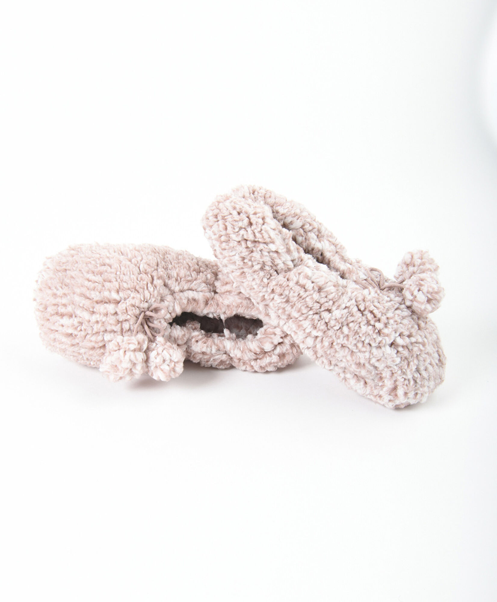 Calcetín pantufla mujer pompones rosado Calcetín pantufla mujer pompones rosado