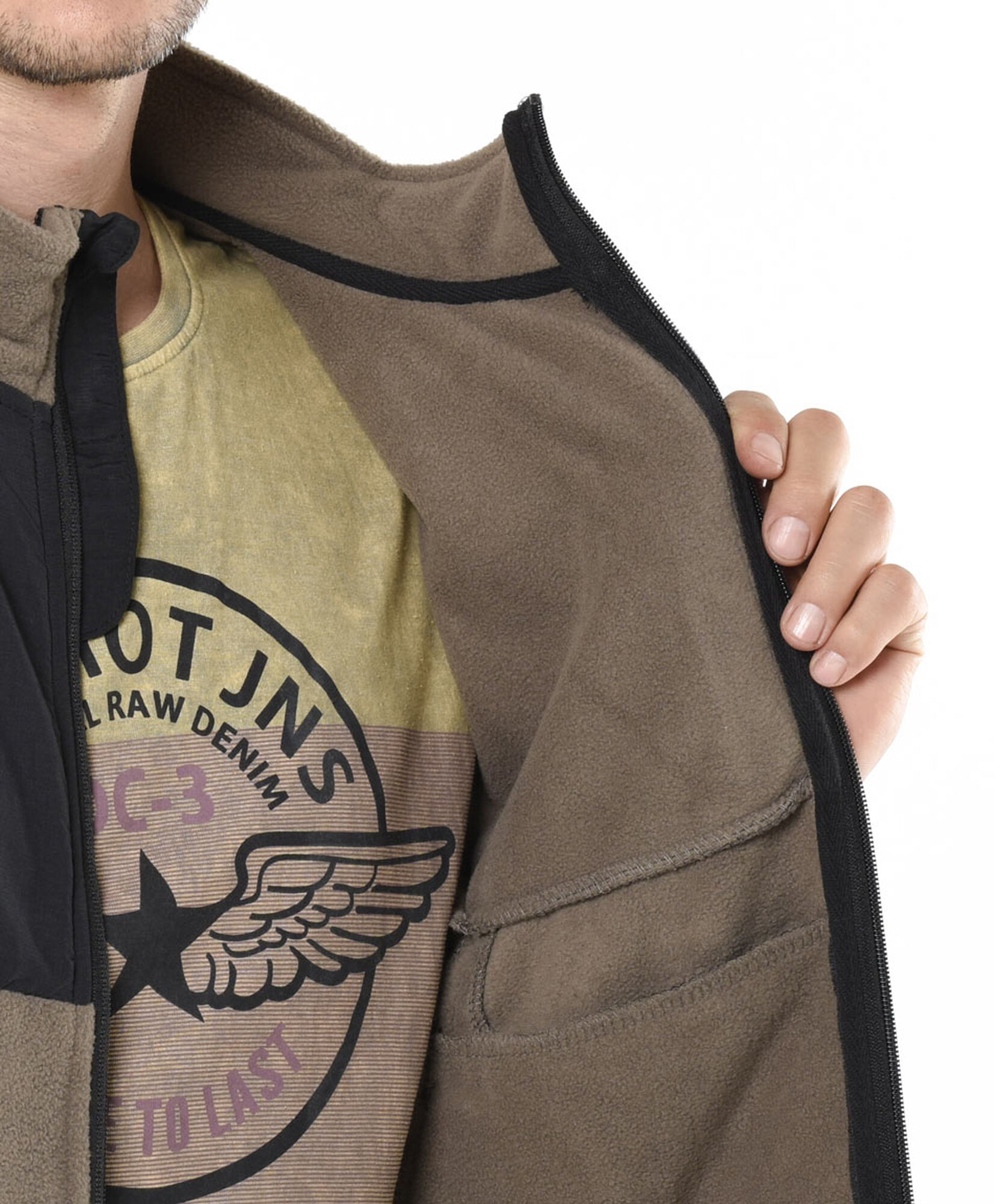 Chaqueta hombre polar mix tejido Chaqueta hombre polar mix tejido