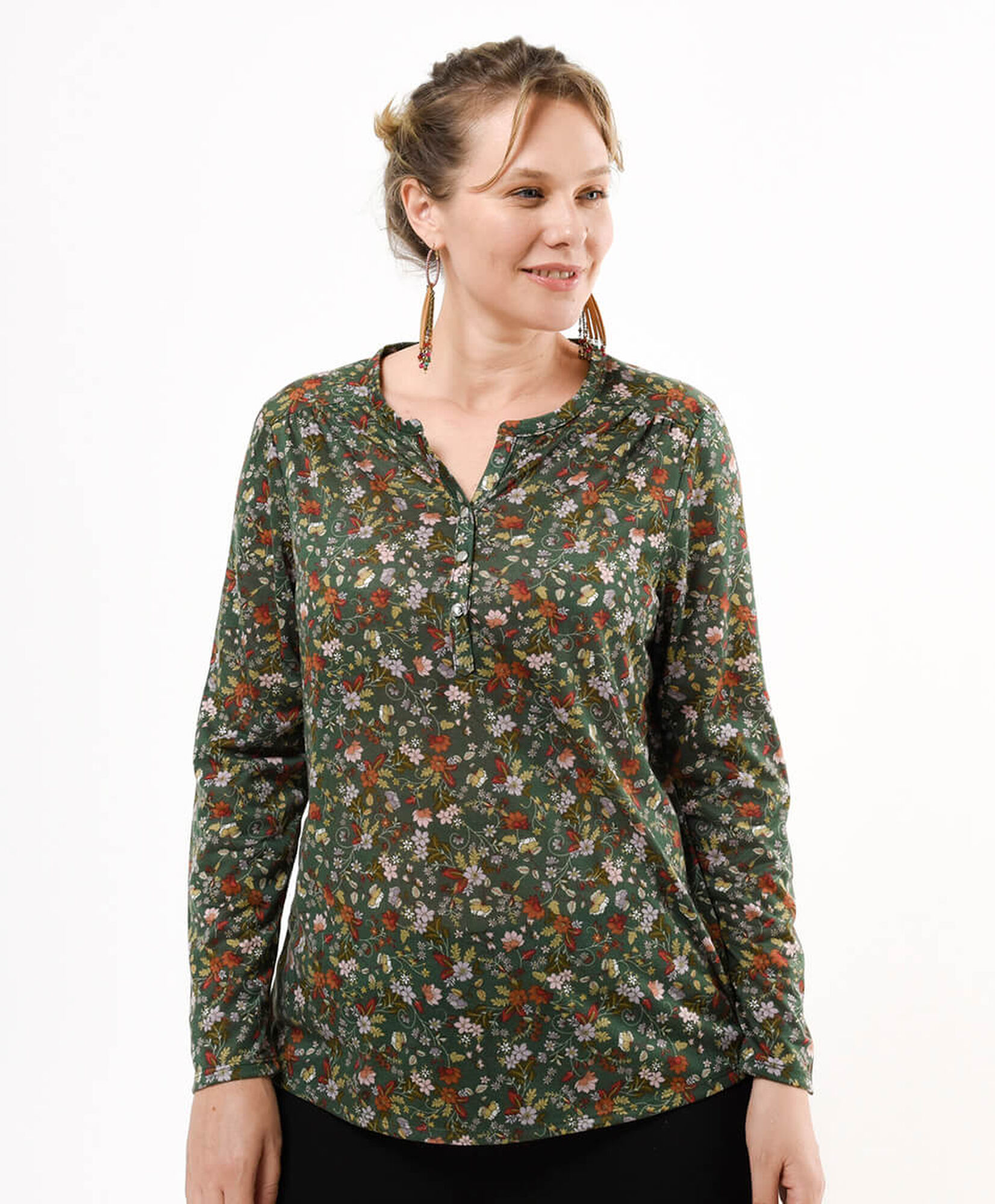 Polera mujer floreada botones Polera mujer floreada botones