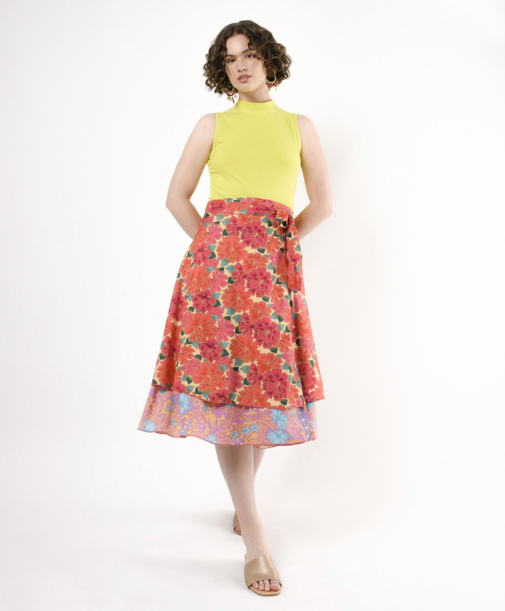 Falda mujer estilo pareo doble estampado Falda mujer estilo pareo doble estampado