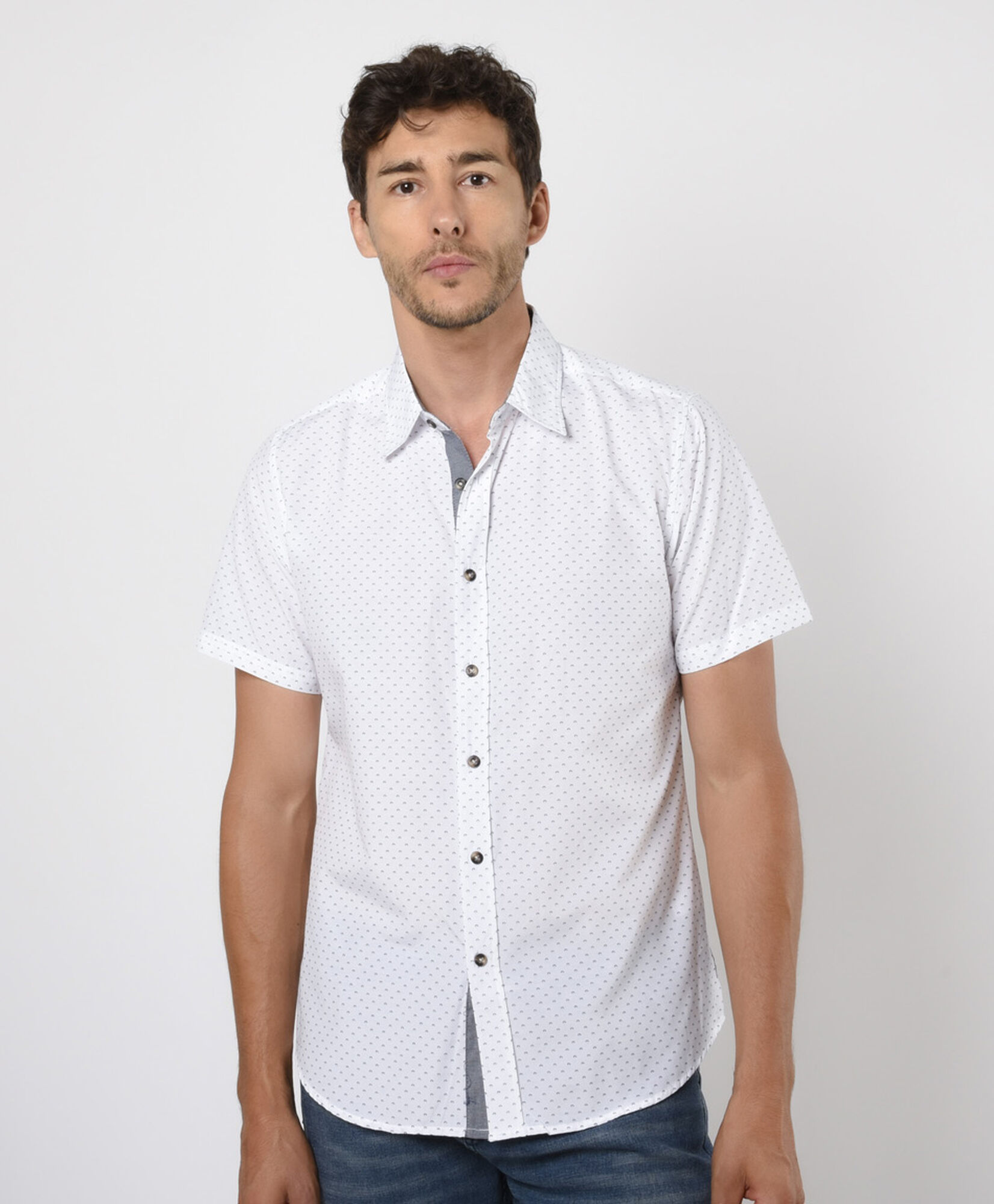 Camisa hombre puntos manga corta Camisa hombre puntos manga corta