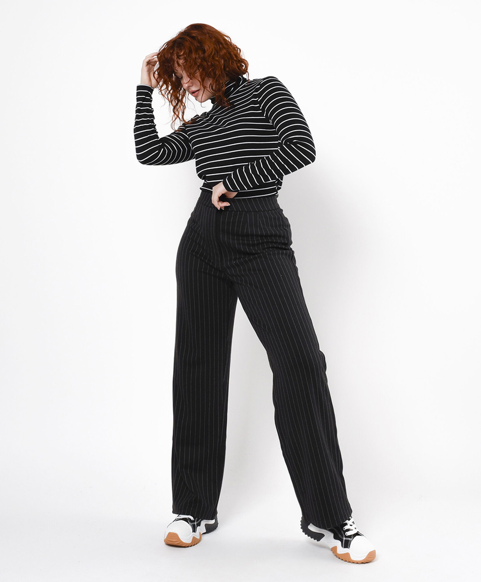 Pantalón mujer líneas verticales wide Pantalón mujer líneas verticales wide