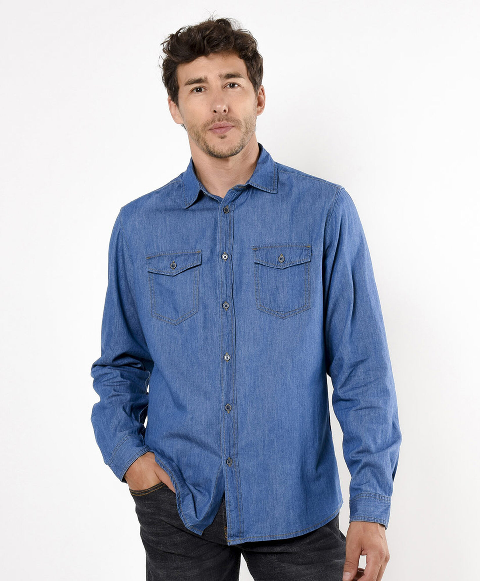 Camisa hombre denim bolsillos Camisa hombre denim bolsillos