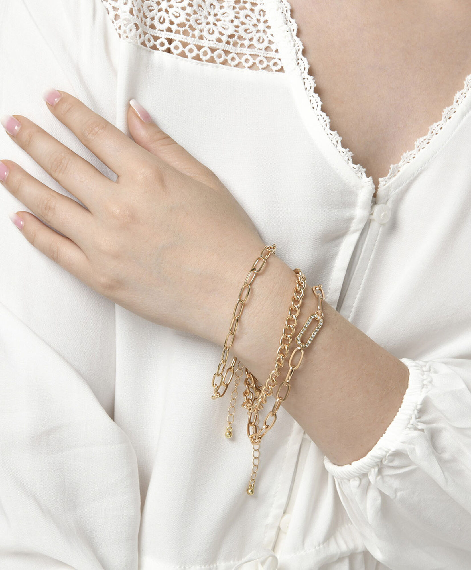 Set 3 pulseras mujer cadenas doradas Set 3 pulseras mujer cadenas doradas