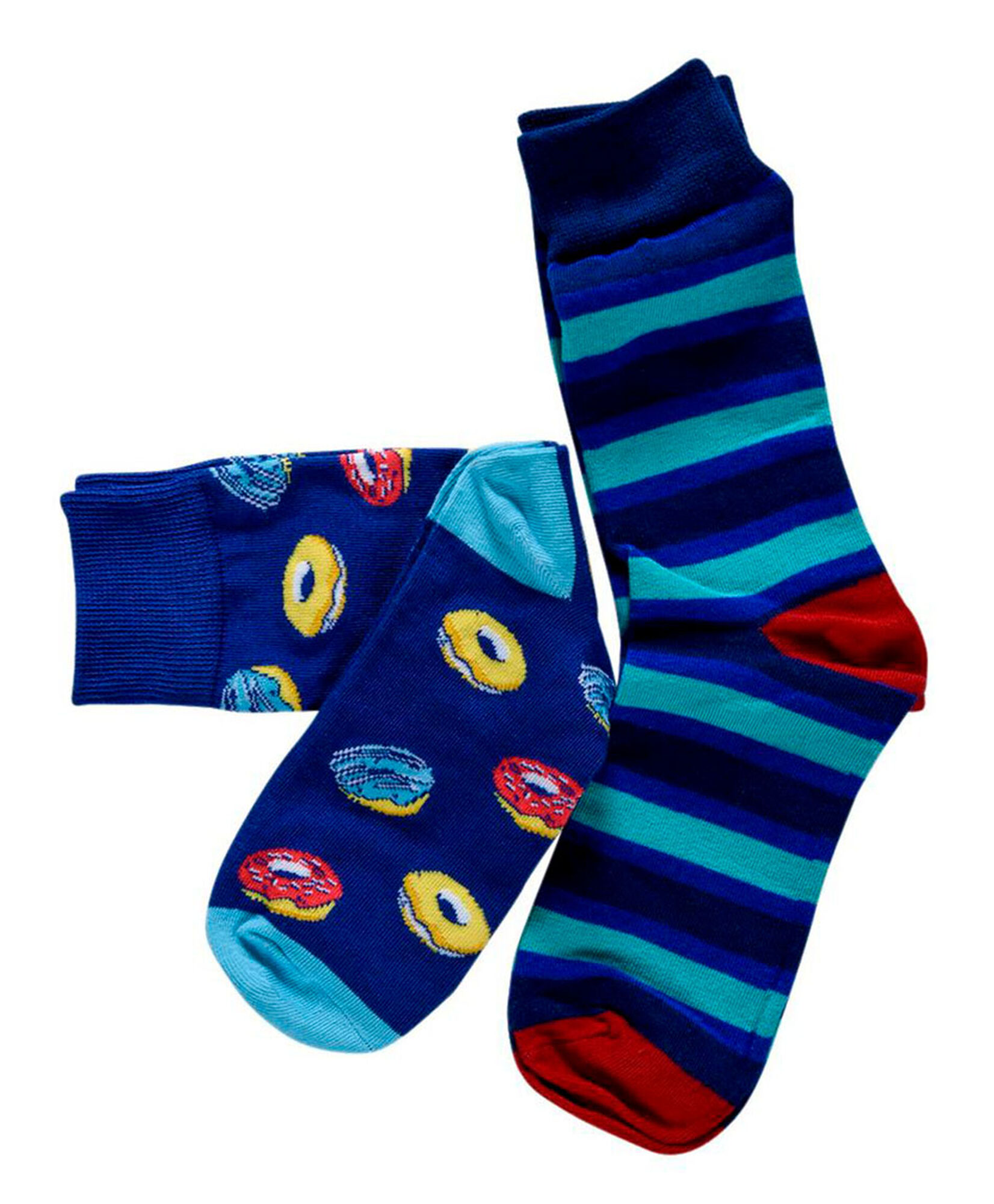 Pack 2 calcetines hombre donuts y líneas Pack 2 calcetines hombre donuts y líneas