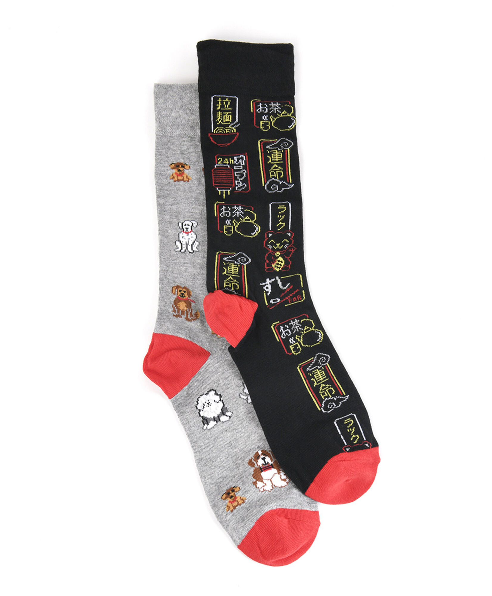 Pack 2 calcetines hombre diseño perritos y neón Pack 2 calcetines hombre diseño perritos y neón