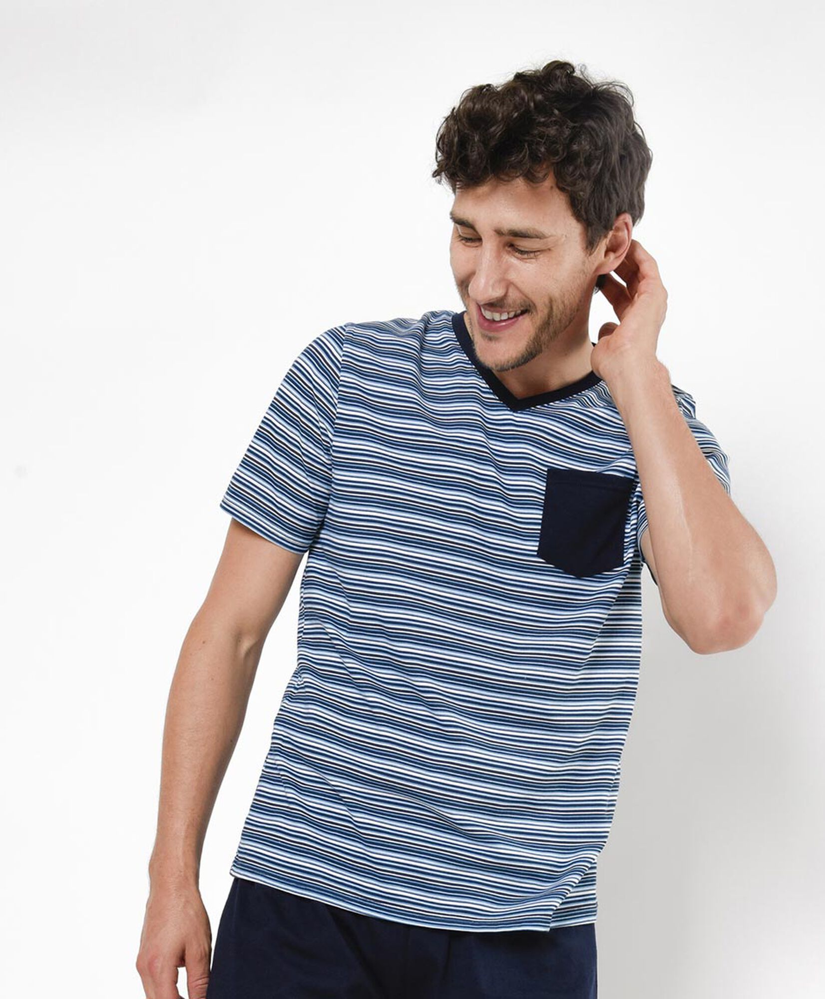 Pijama hombre líneas bolsillo 2 piezas Pijama hombre líneas bolsillo 2 piezas