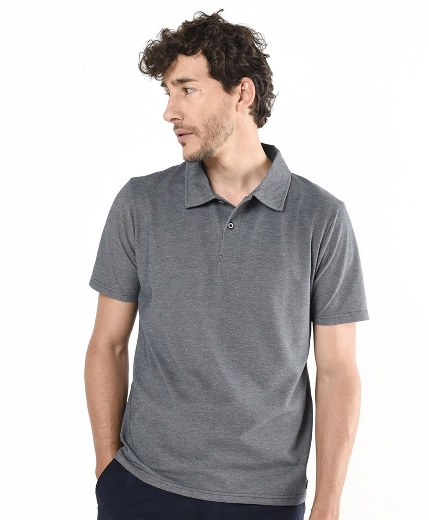 Polera hombre lisa cuello piqué Polera hombre lisa cuello piqué