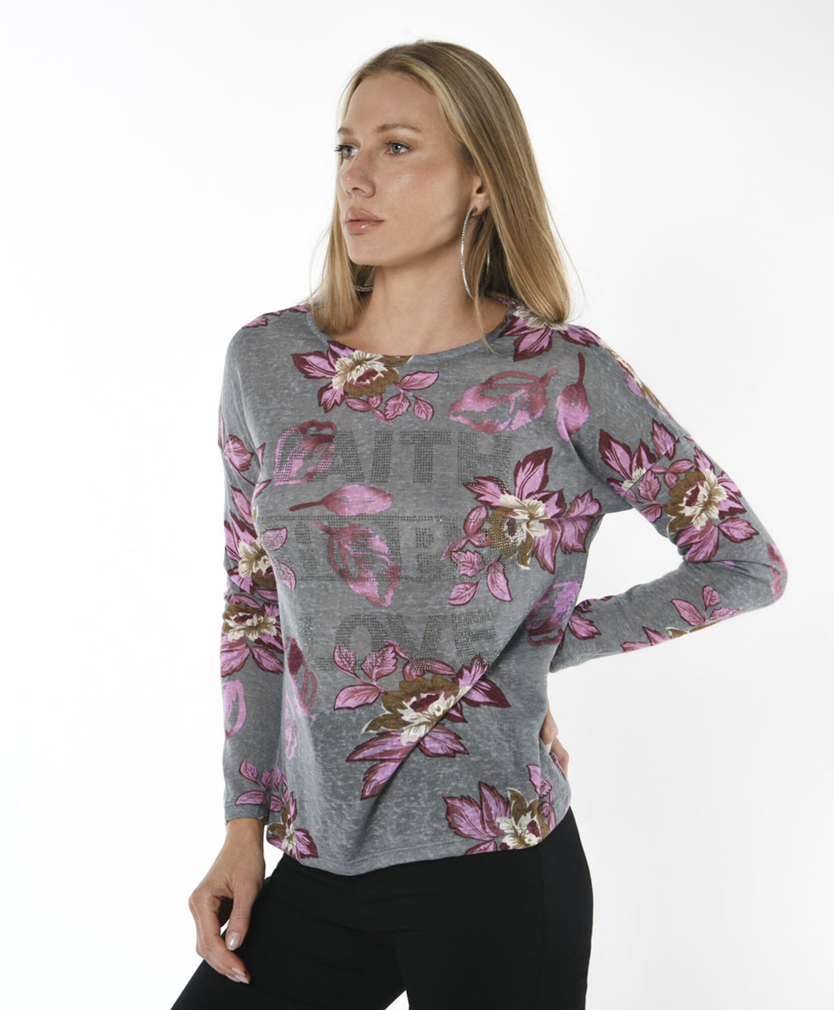 Polera mujer floreada texto Polera mujer floreada texto