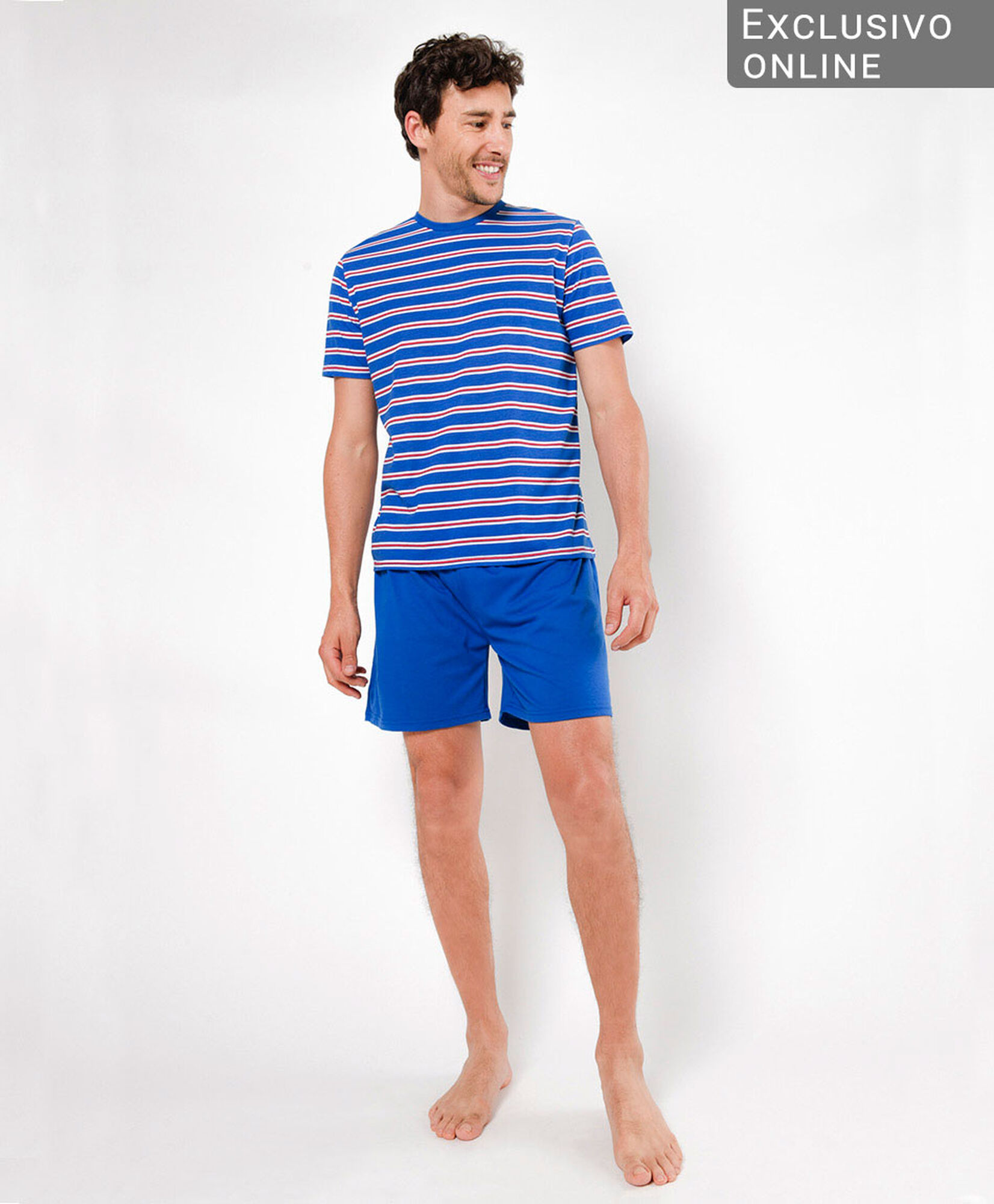 Pijama hombre líneas tricolor 2 piezas Pijama hombre líneas tricolor 2 piezas