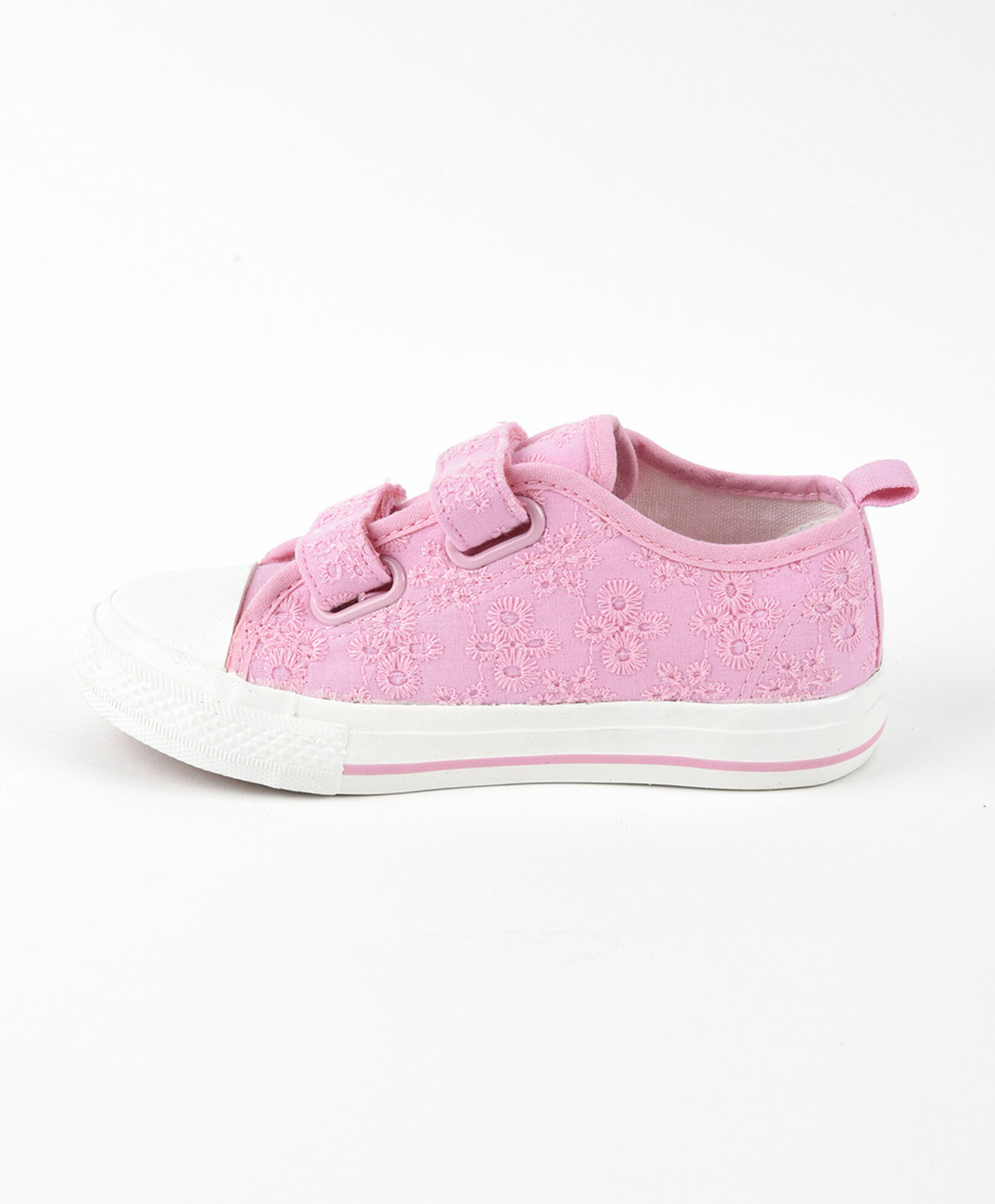 Zapatilla infantil flores bordadas rosa Zapatilla infantil flores bordadas rosa