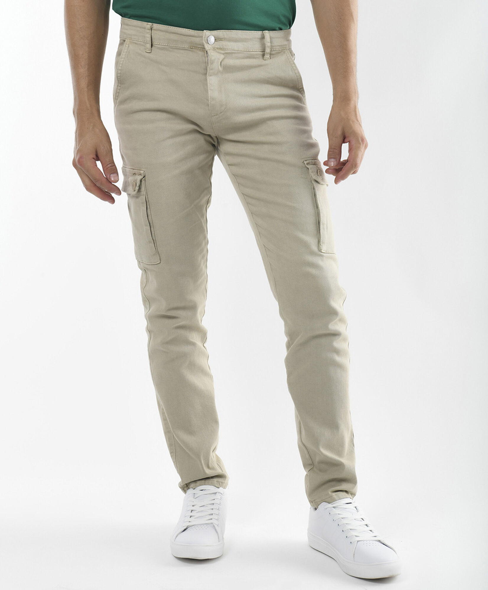 Pantalón hombre cargo liso skinny fit Pantalón hombre cargo liso skinny fit