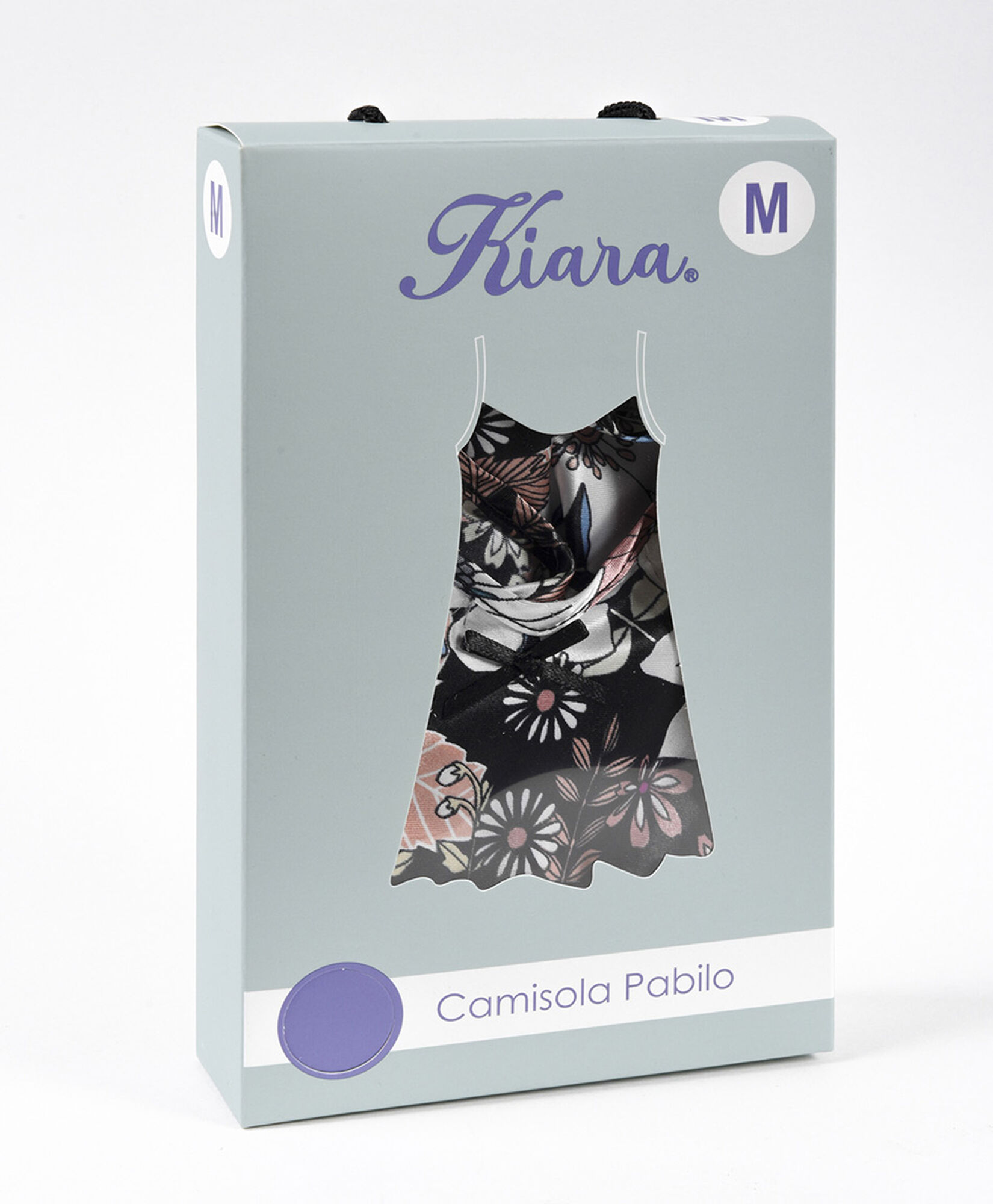 Camisola mujer satín floreada negra Camisola mujer satín floreada negra