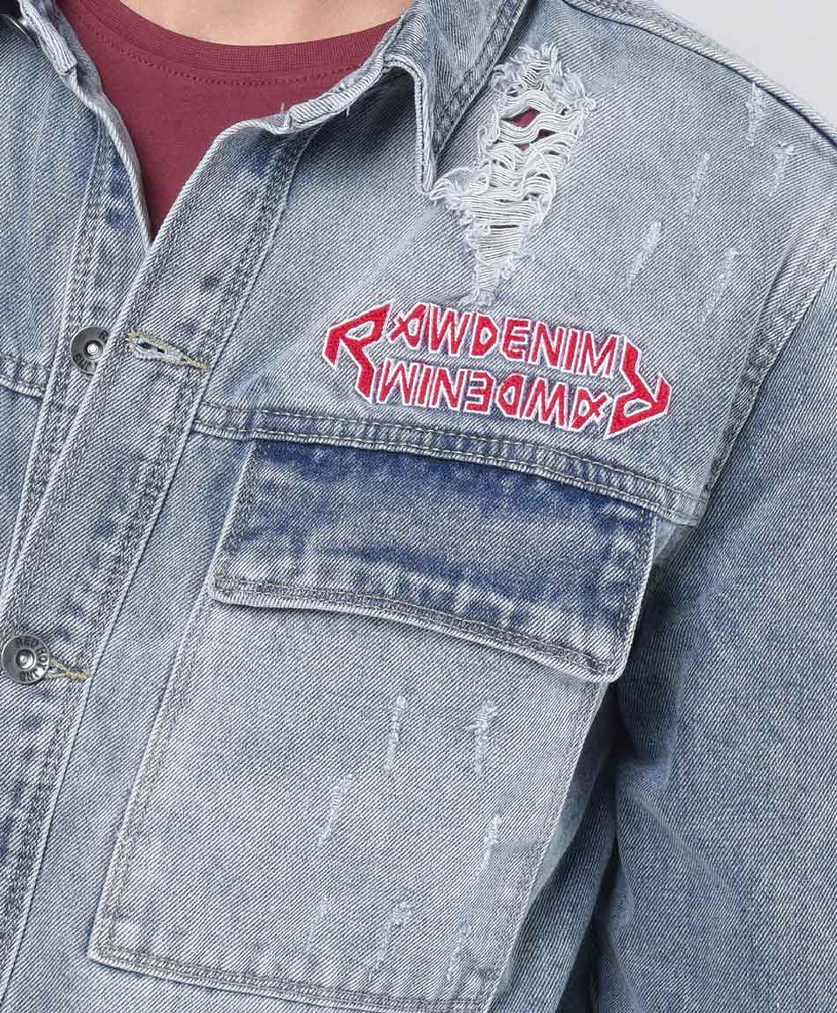 Chaqueta hombre denim doble estampado Chaqueta hombre denim doble estampado