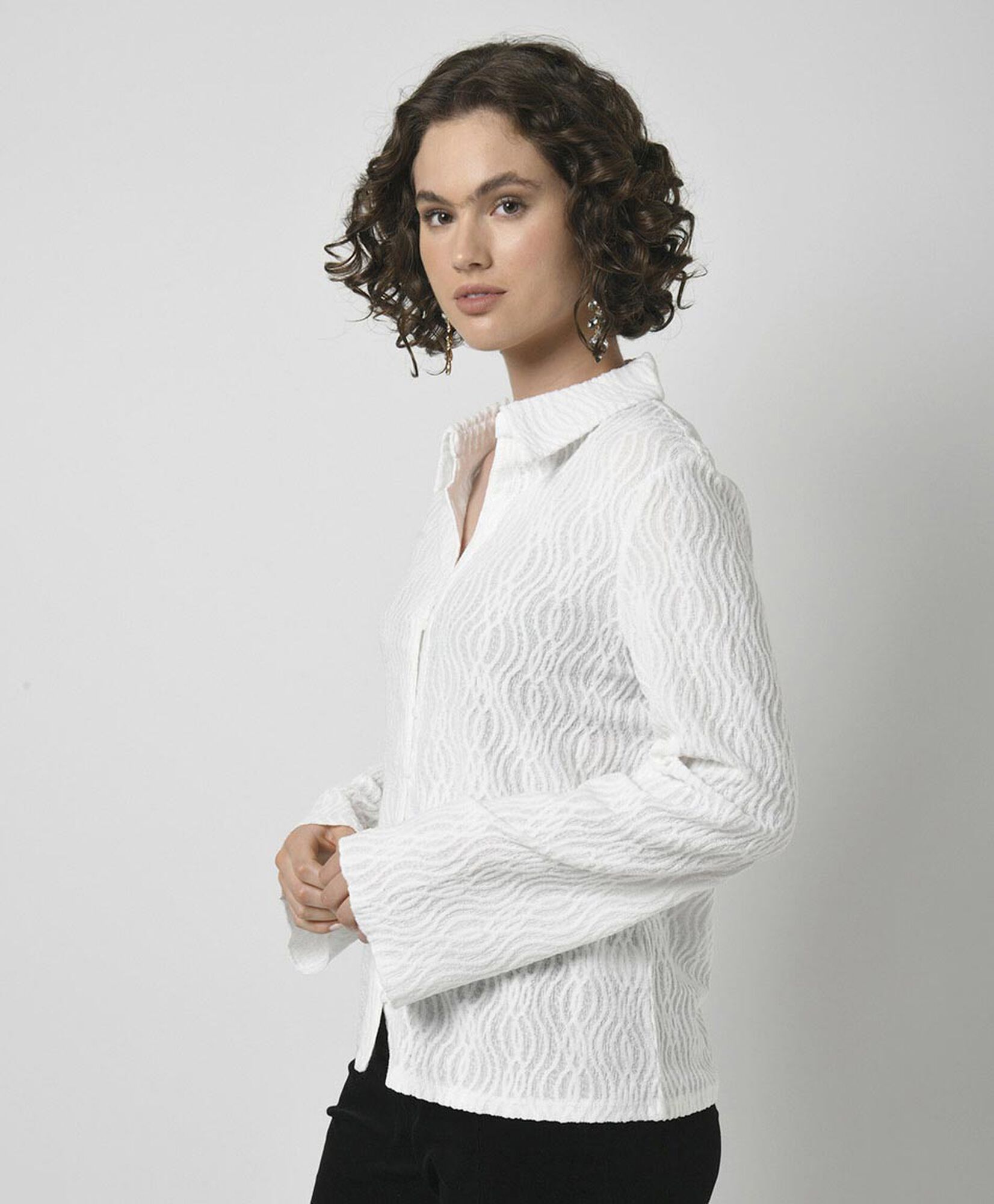 Blusa mujer ondas manga ancha Blusa mujer ondas manga ancha