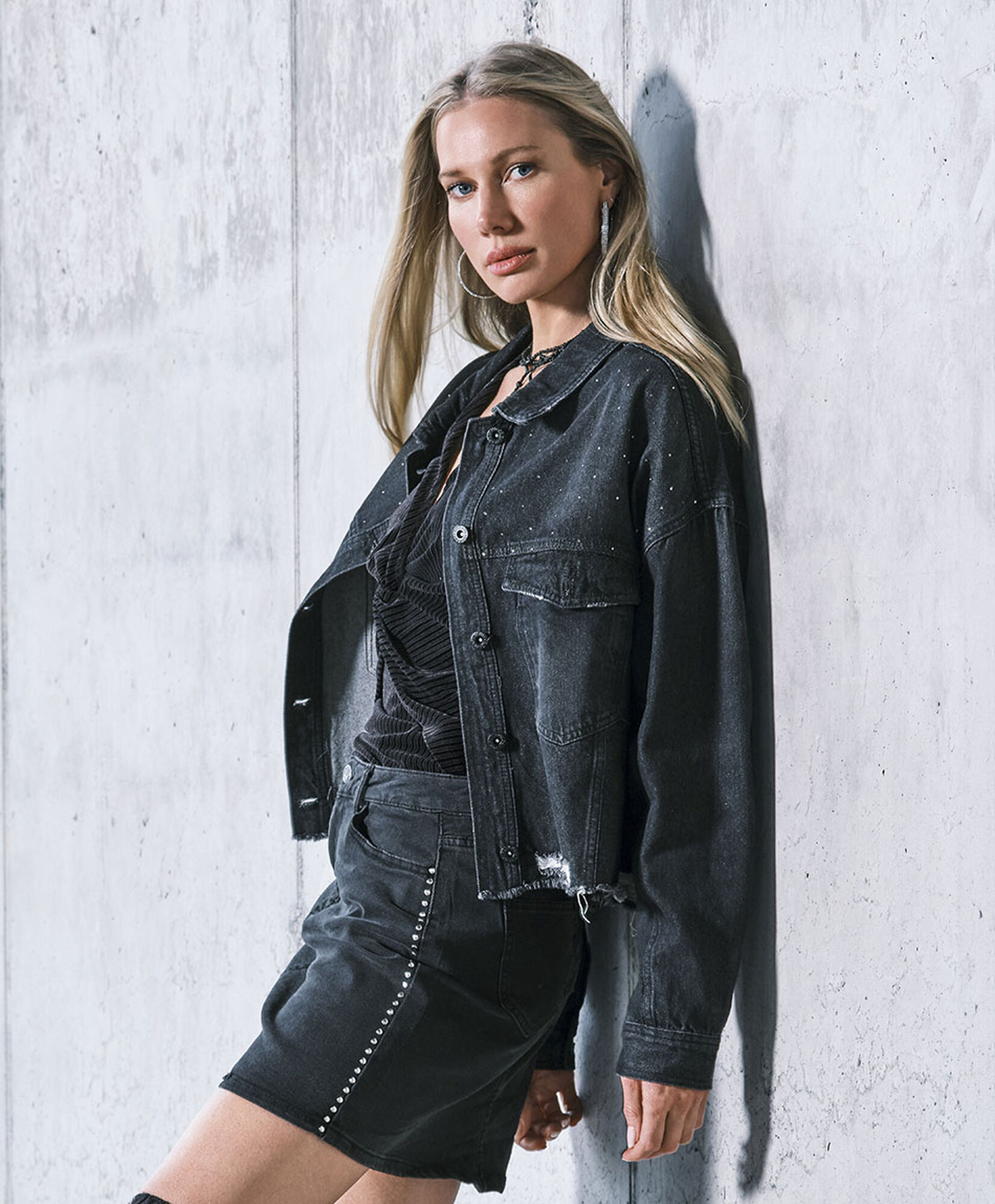Chaqueta mujer denim negra Chaqueta mujer denim negra
