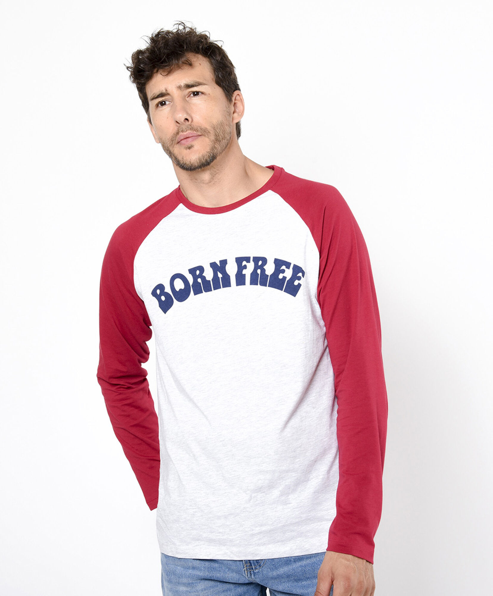 Polera hombre frase bicolor Polera hombre frase bicolor
