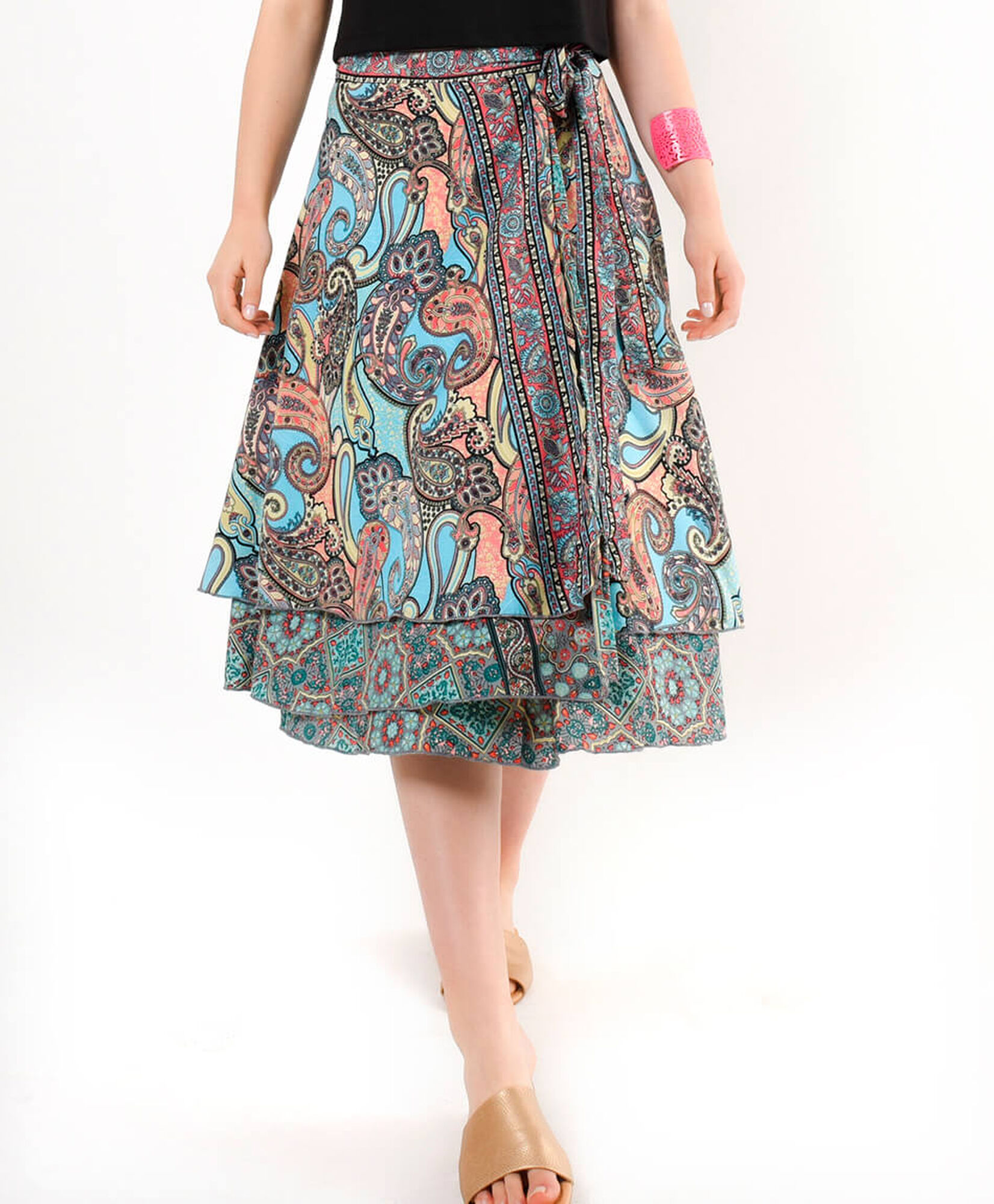 Falda mujer estilo pareo doble estampado Falda mujer estilo pareo doble estampado