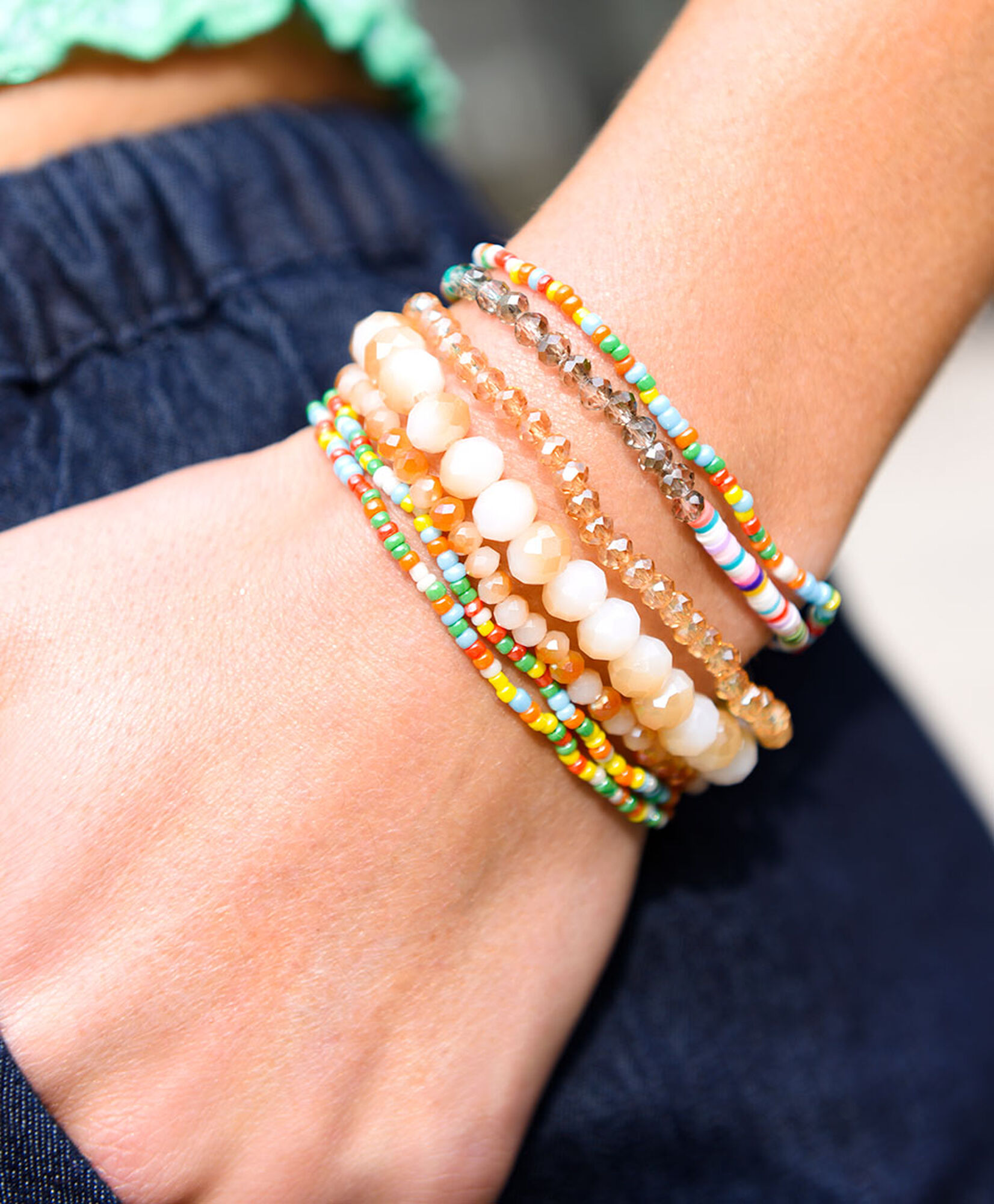 Set 7 pulseras mujer piedras y mostacillas Set 7 pulseras mujer piedras y mostacillas