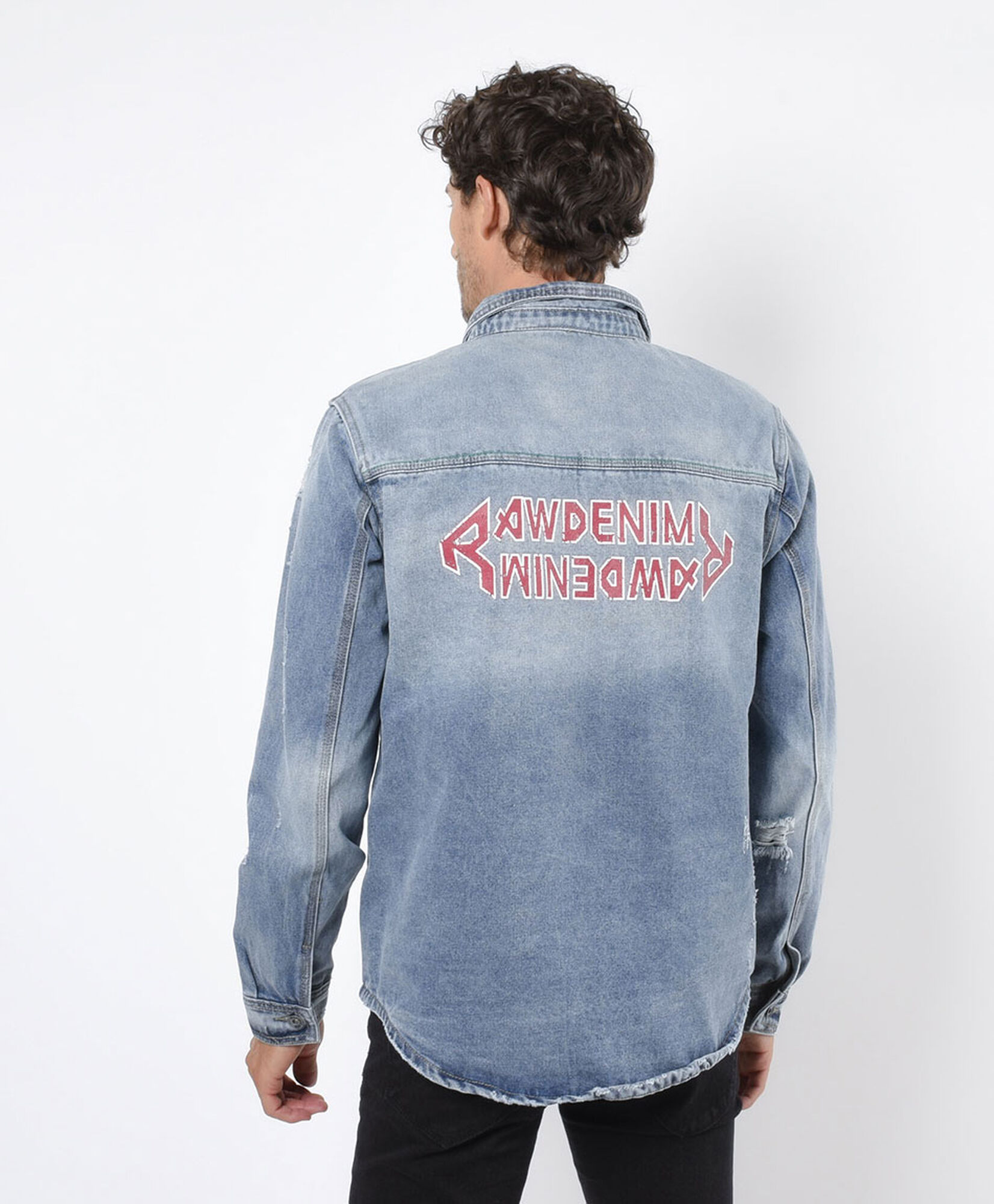 Chaqueta hombre denim doble estampado Chaqueta hombre denim doble estampado