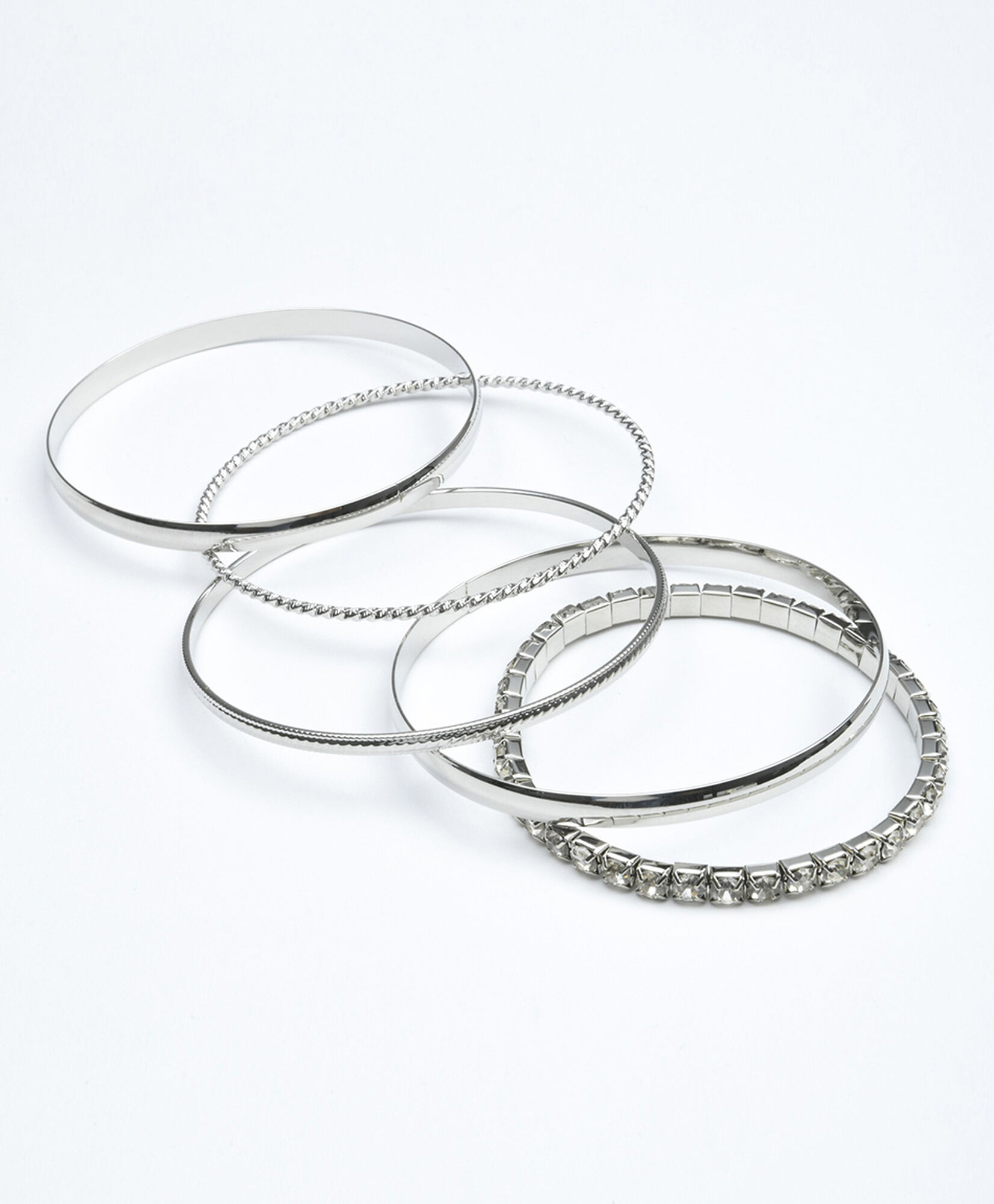 Set 3 pulseras mujer triple plateadas Set 3 pulseras mujer triple plateadas