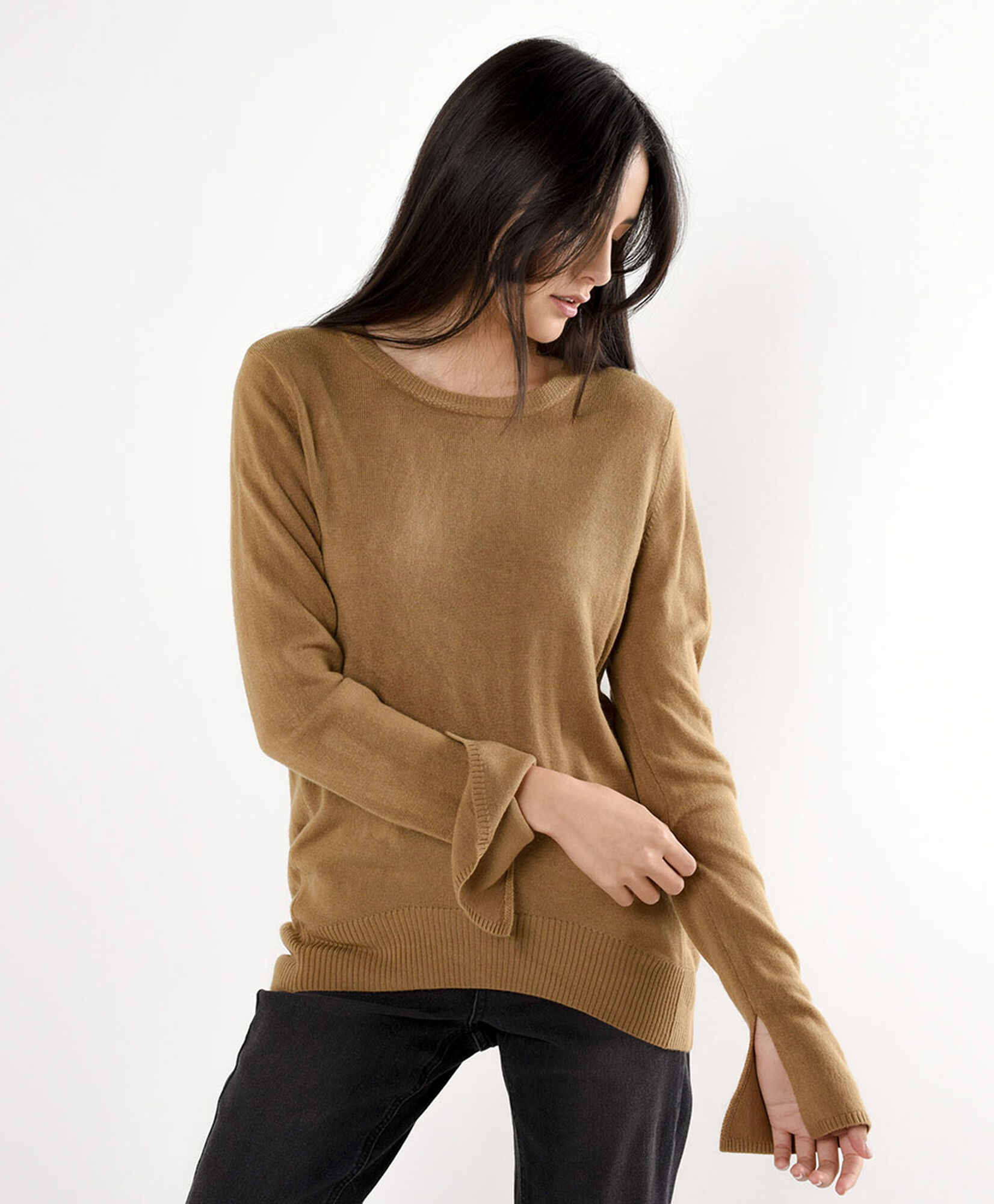 Sweater mujer manga abierta café Sweater mujer manga abierta café