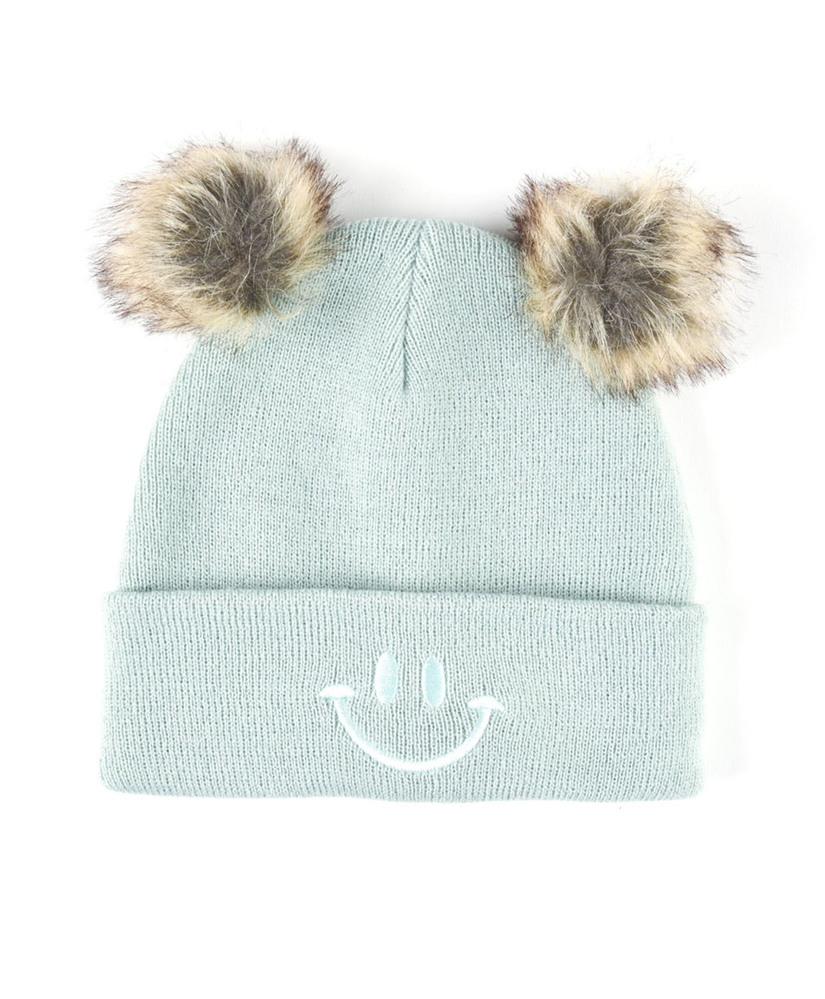 Gorro niña carita feliz pompones Gorro niña carita feliz pompones