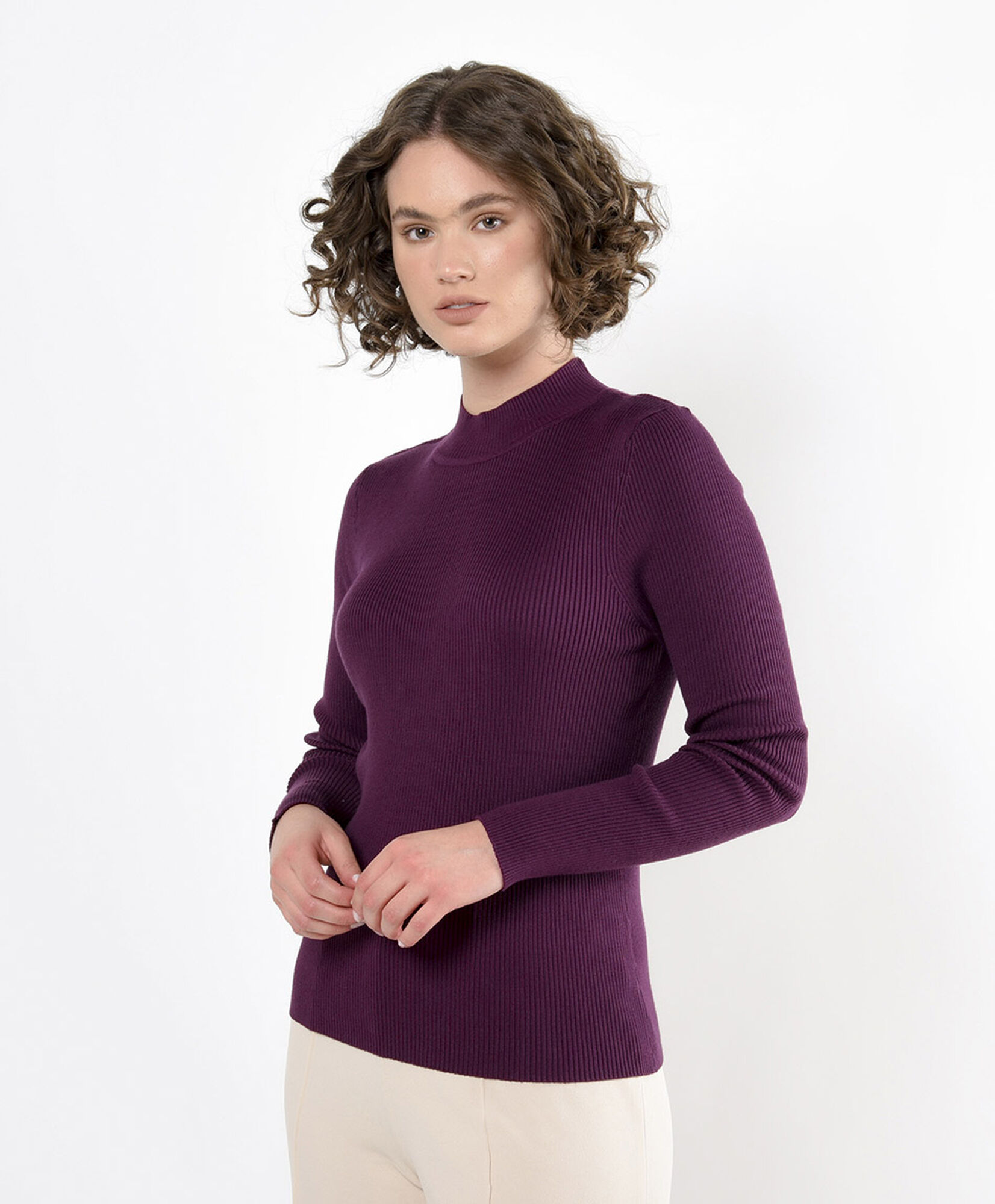 Sweater mujer canalé cuello perkins Sweater mujer canalé cuello perkins