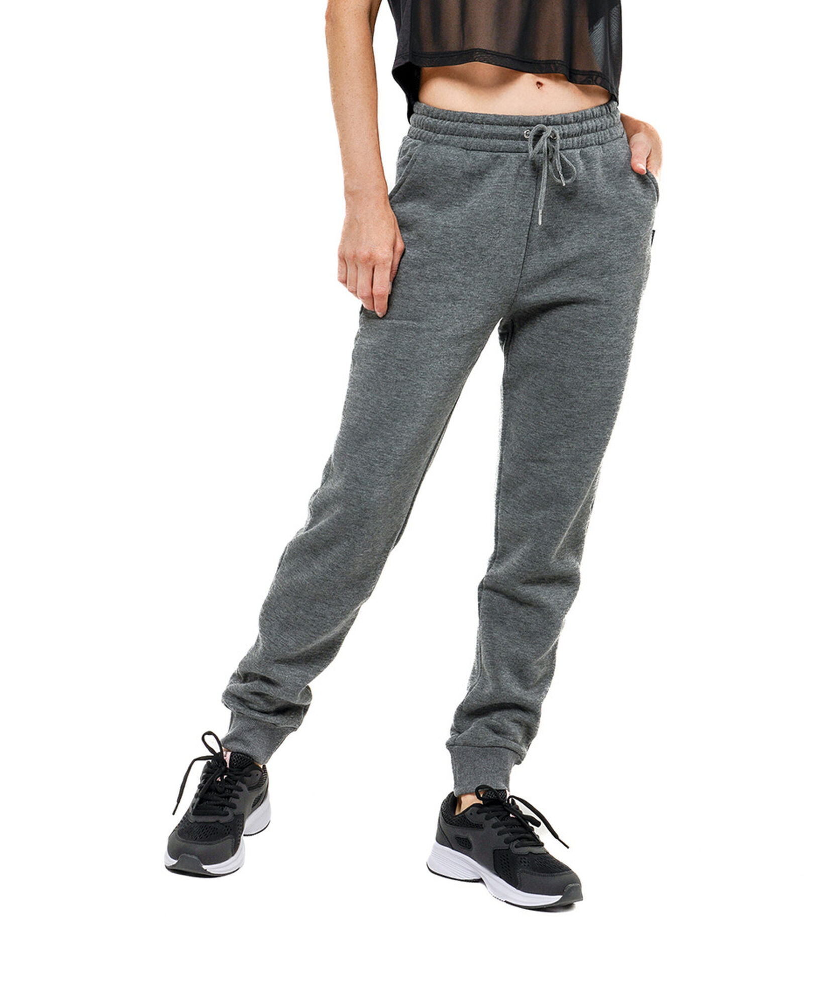 Pantalón de buzo mujer liso gris oscuro Pantalón de buzo mujer liso gris oscuro