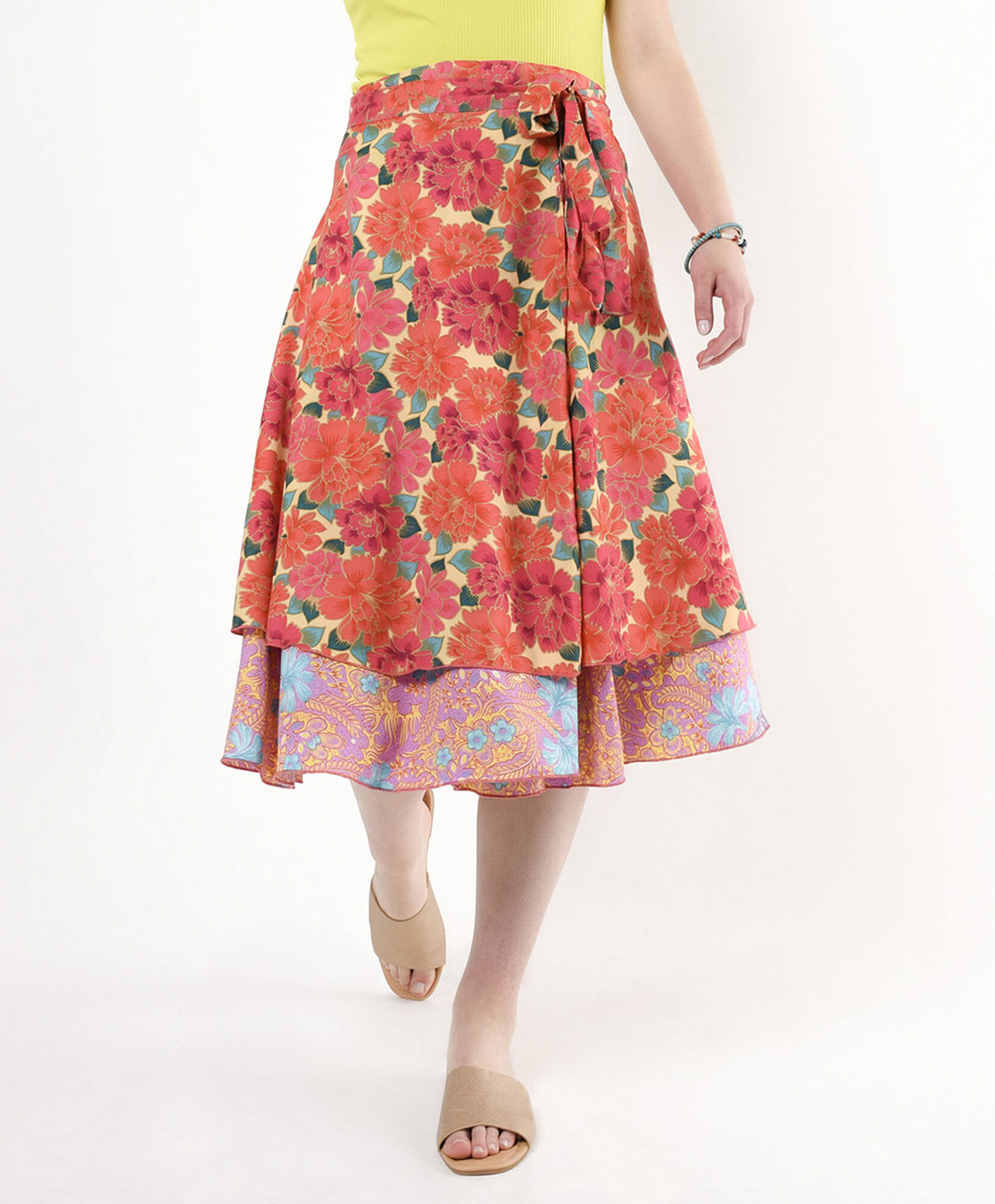 Falda mujer estilo pareo doble estampado Falda mujer estilo pareo doble estampado