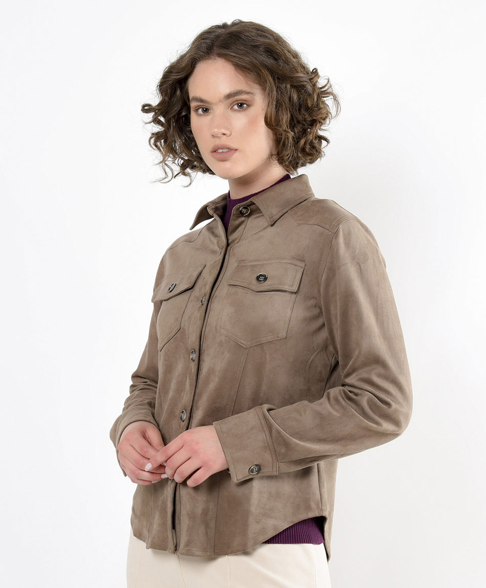 Chaqueta mujer gamuza bolsillos Chaqueta mujer gamuza bolsillos