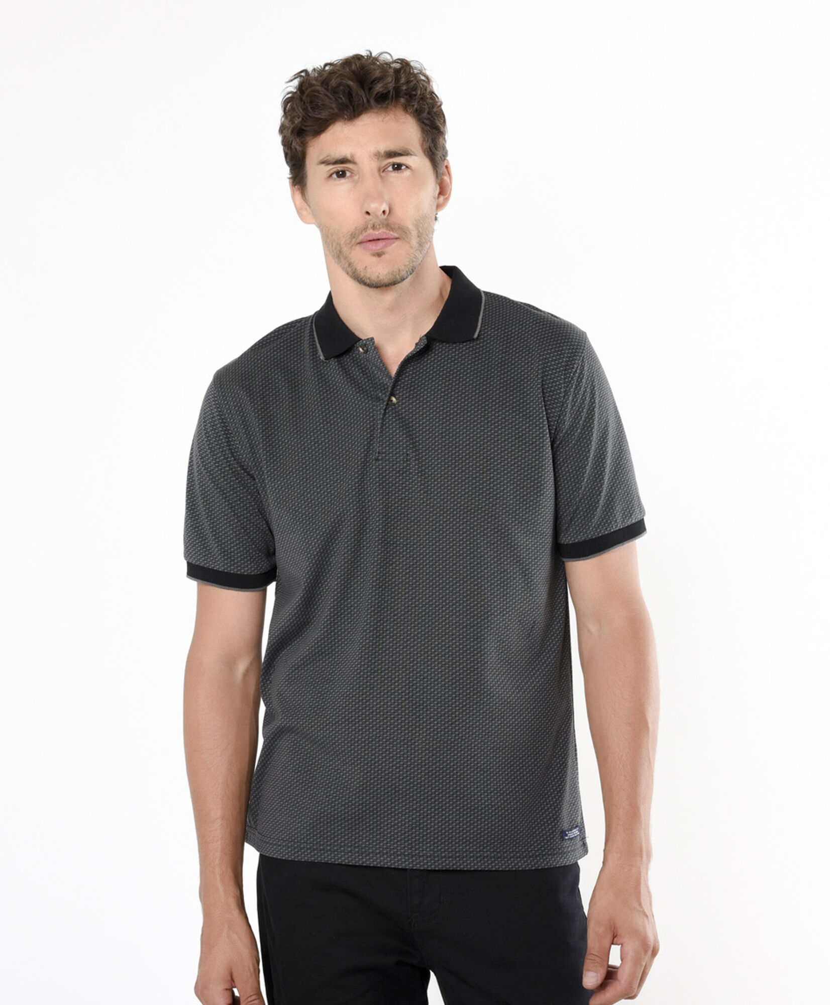 Polera hombre print cuello piqué Polera hombre print cuello piqué