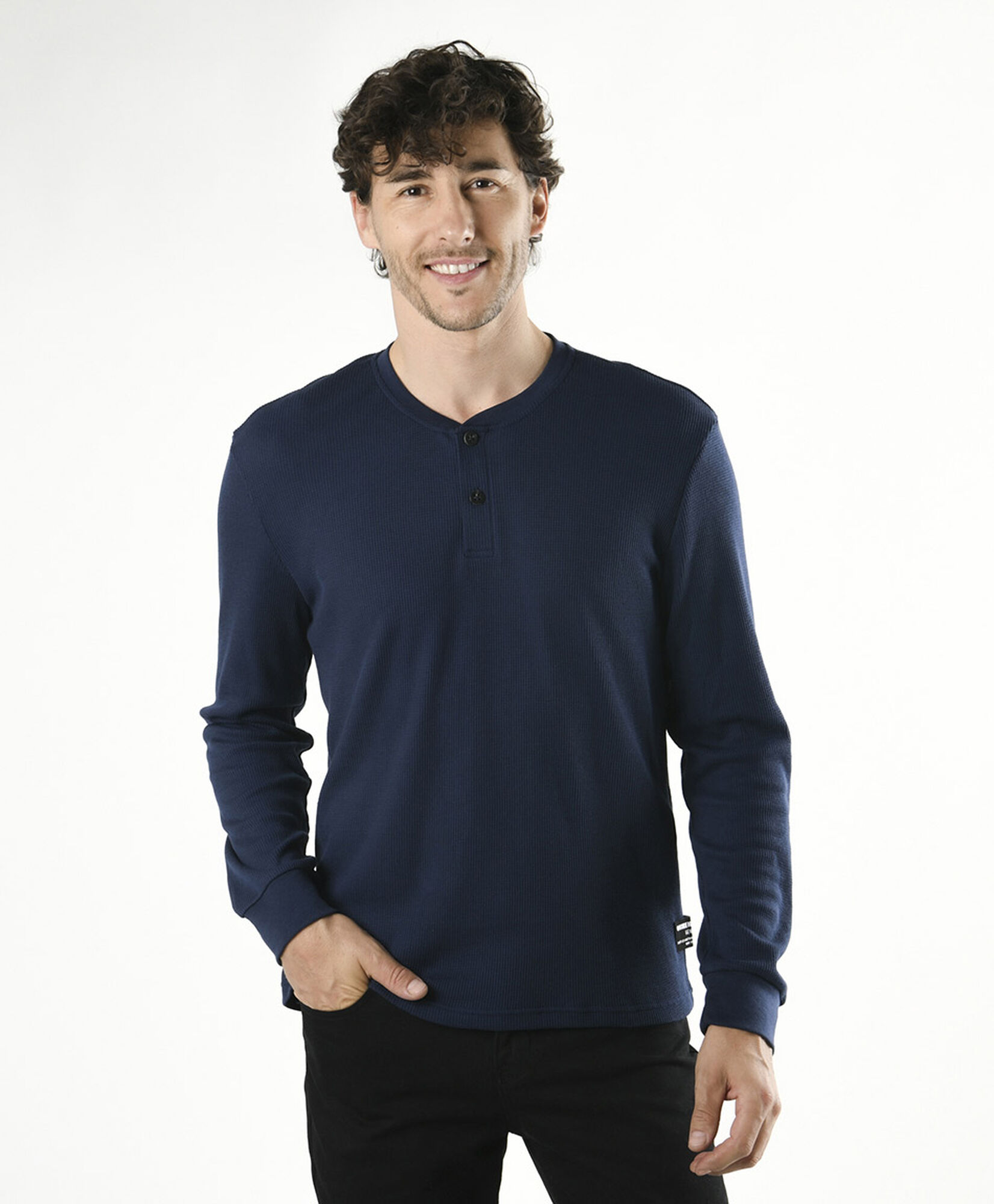 Polera hombre texturizada botones Polera hombre texturizada botones