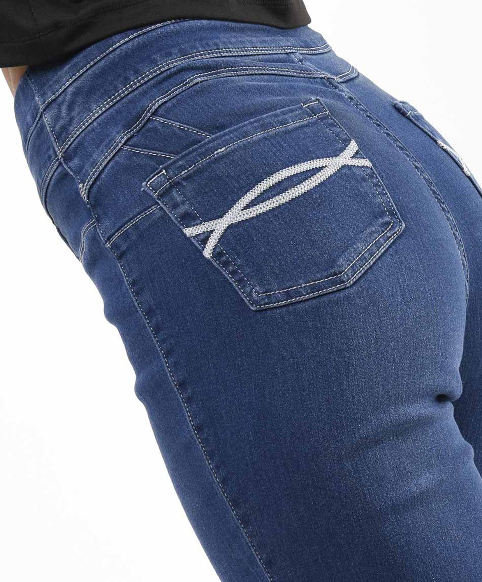 Jeans mujer leggins doble pretina skinny fit azul Jeans mujer leggins doble pretina skinny fit azul