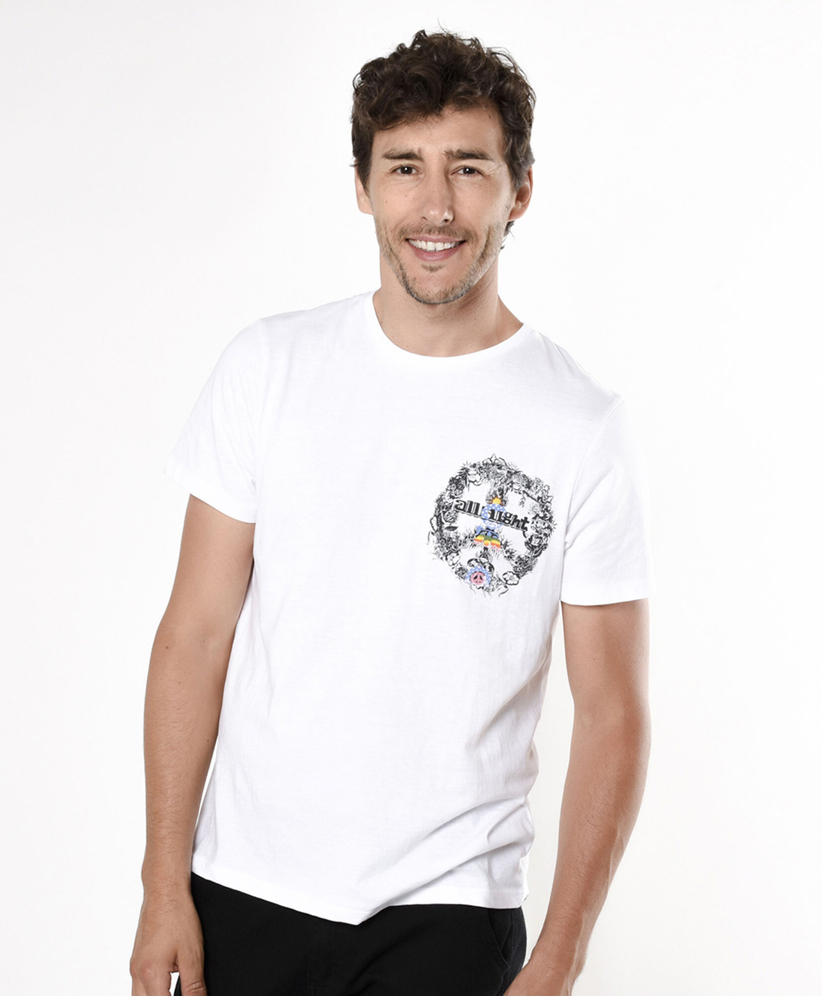 Polera hombre doble estampado paz Polera hombre doble estampado paz