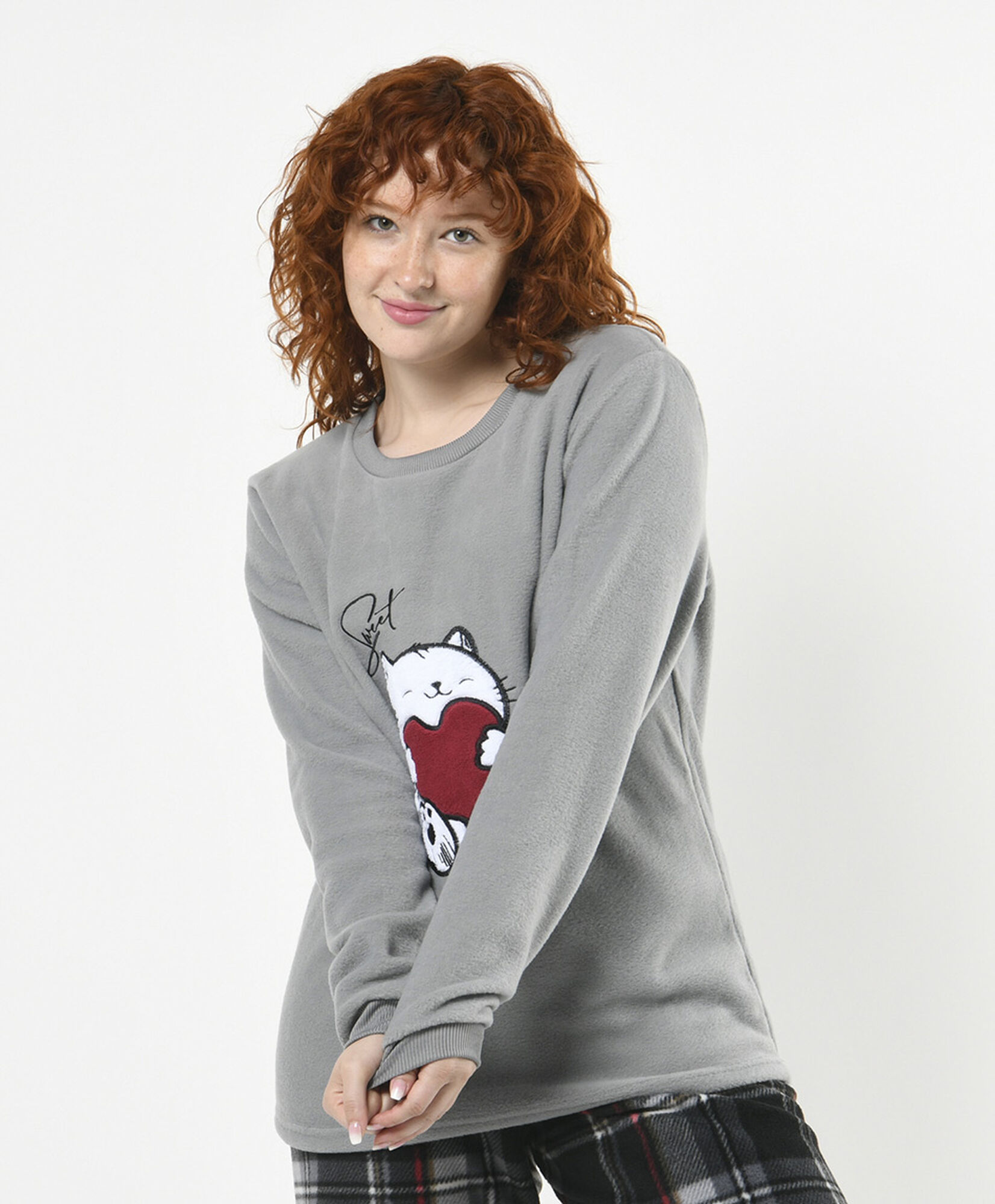 Pijama mujer polar gato cuadrille Pijama mujer polar gato cuadrille