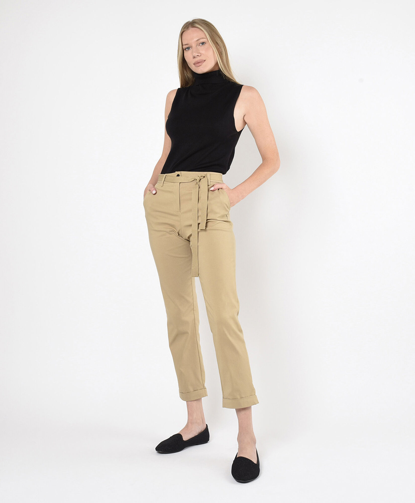 Pantalón mujer cinturón lazo Pantalón mujer cinturón lazo