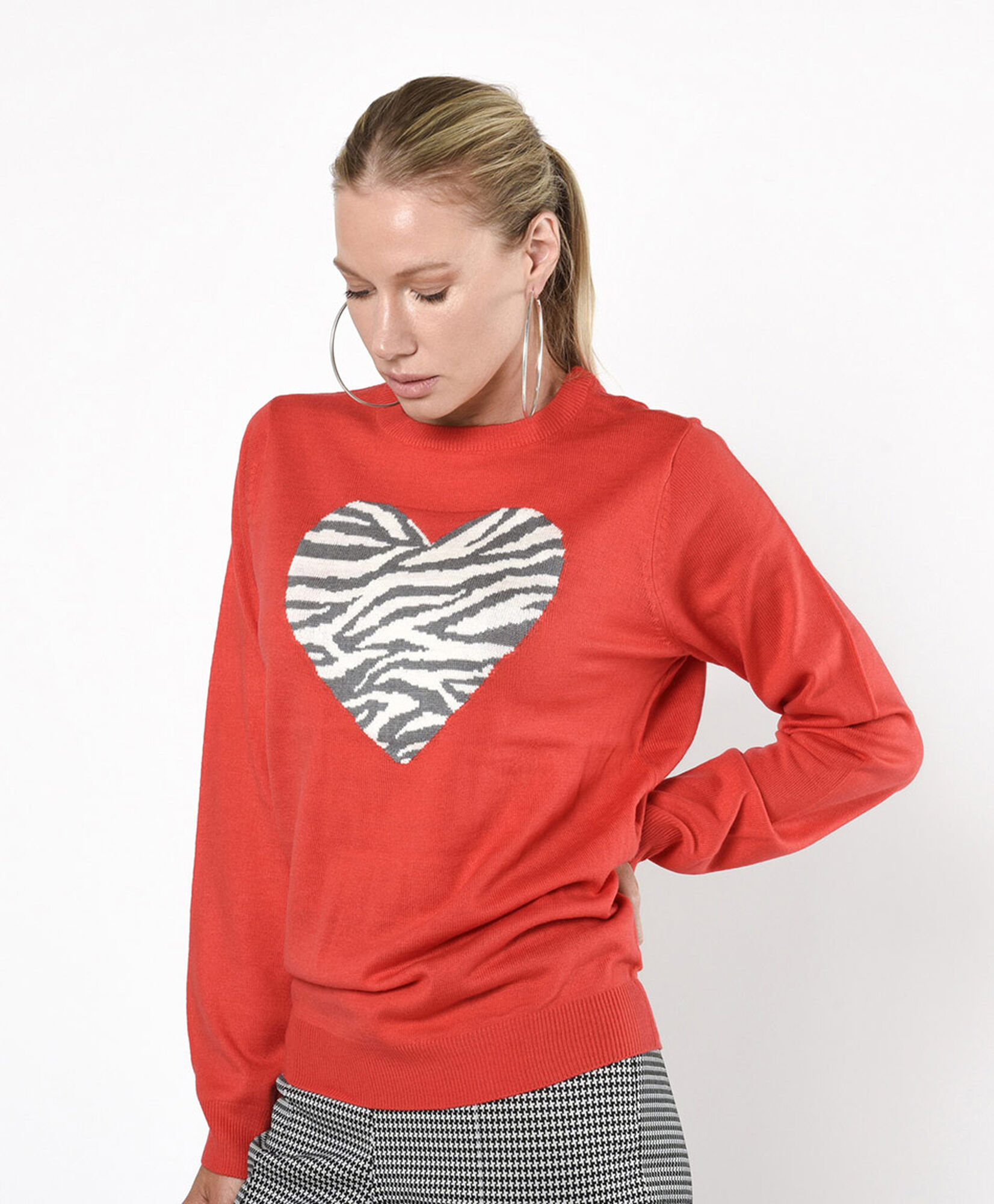 Sweater mujer corazón animal print Sweater mujer corazón animal print