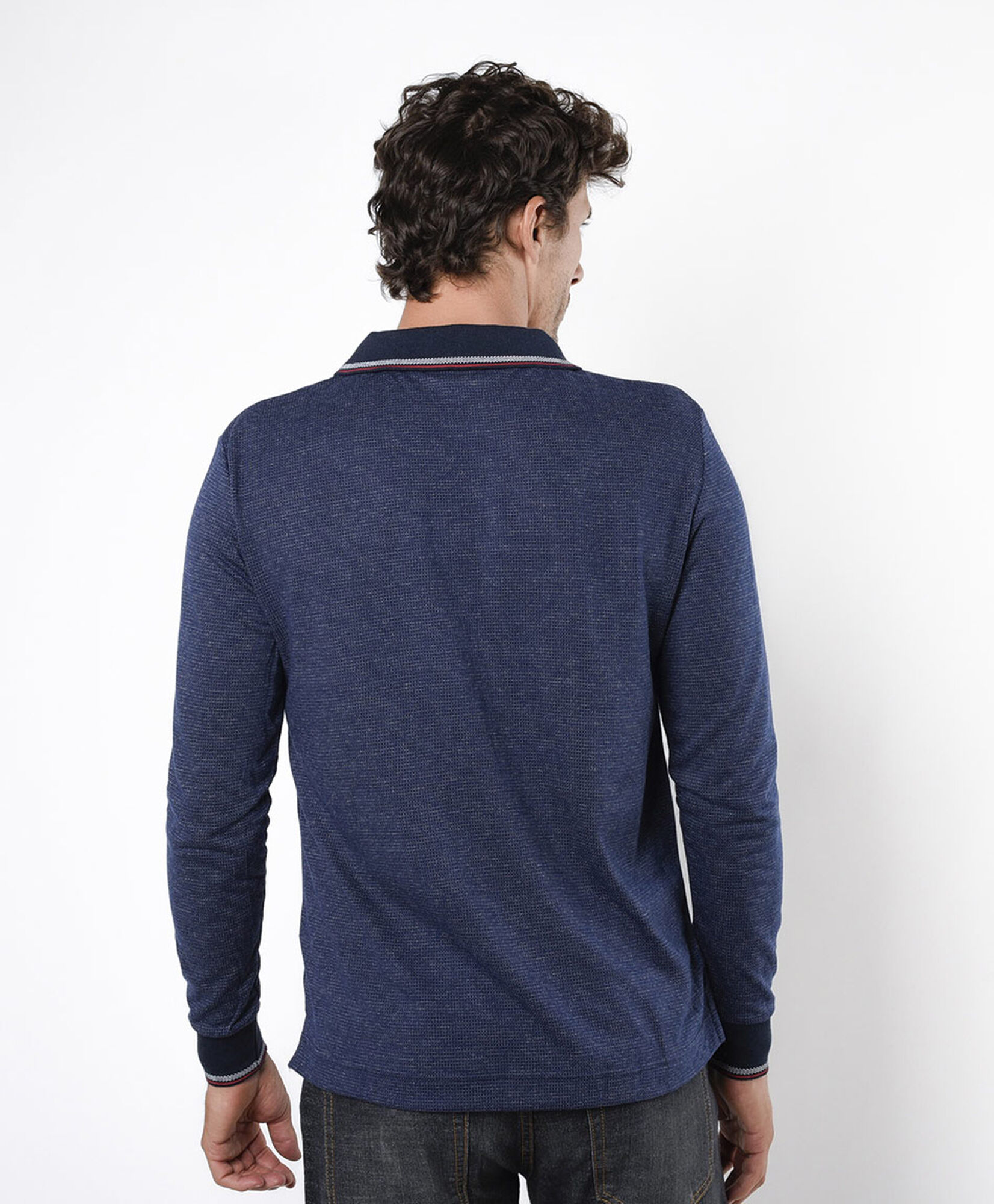 Polera hombre textura cuello piqué Polera hombre textura cuello piqué
