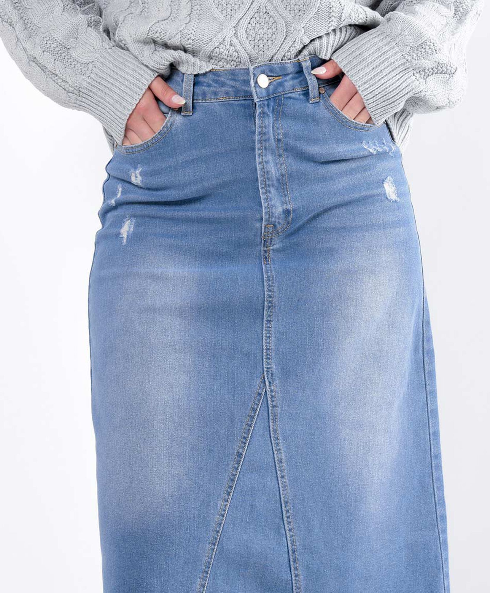 Falda mujer denim corte frontal Falda mujer denim corte frontal