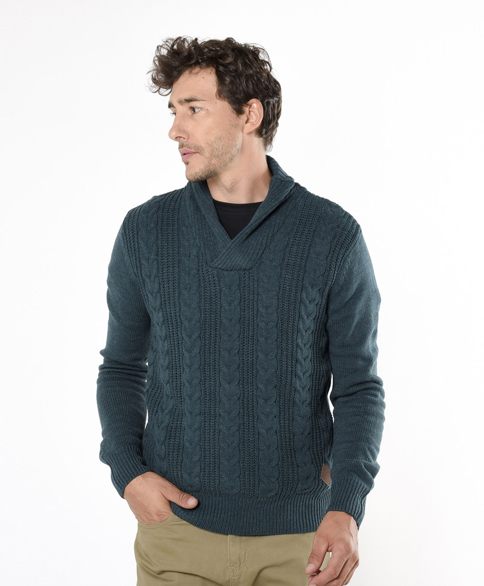 Sweater hombre trenzado cuello en v Sweater hombre trenzado cuello en v