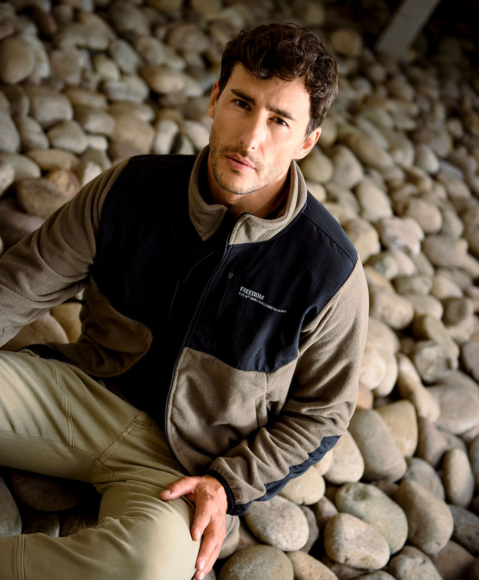 Chaqueta hombre polar mix tejido Chaqueta hombre polar mix tejido