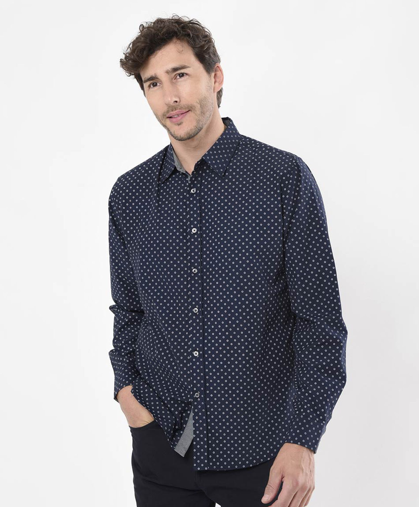 Camisa hombre figuritas manga larga Camisa hombre figuritas manga larga