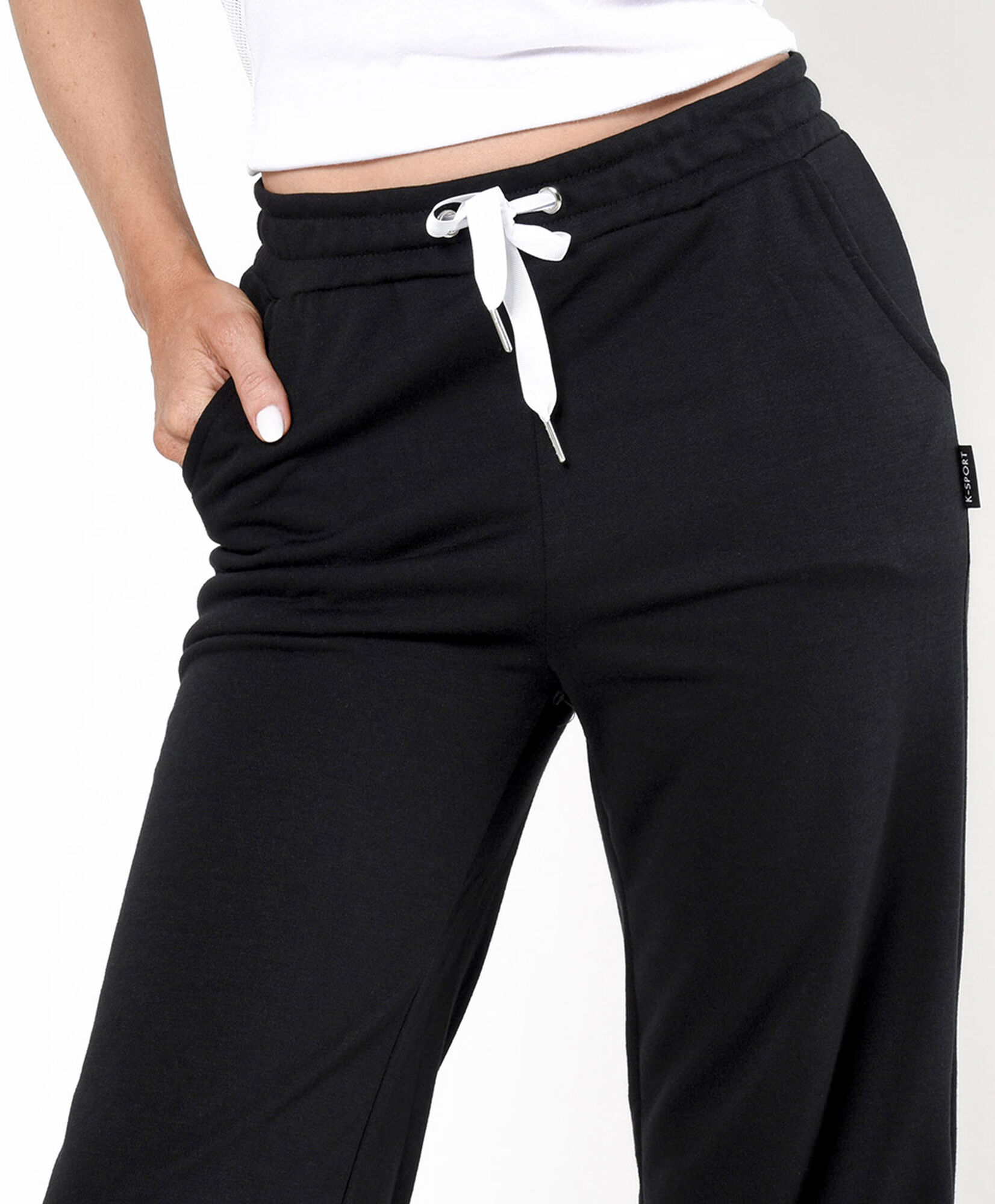 Pantalón mujer básico negro wide Pantalón mujer básico negro wide